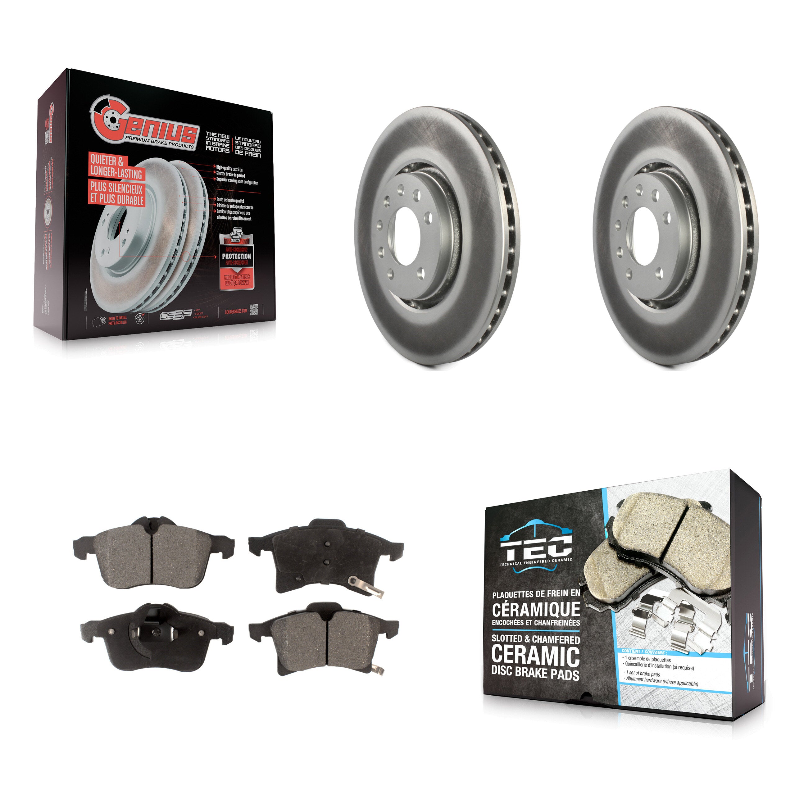 Front Coated Disc Brake Rotors And Ceramic Pads Kit For 2008-2009 Saturn Astra KGT-100267