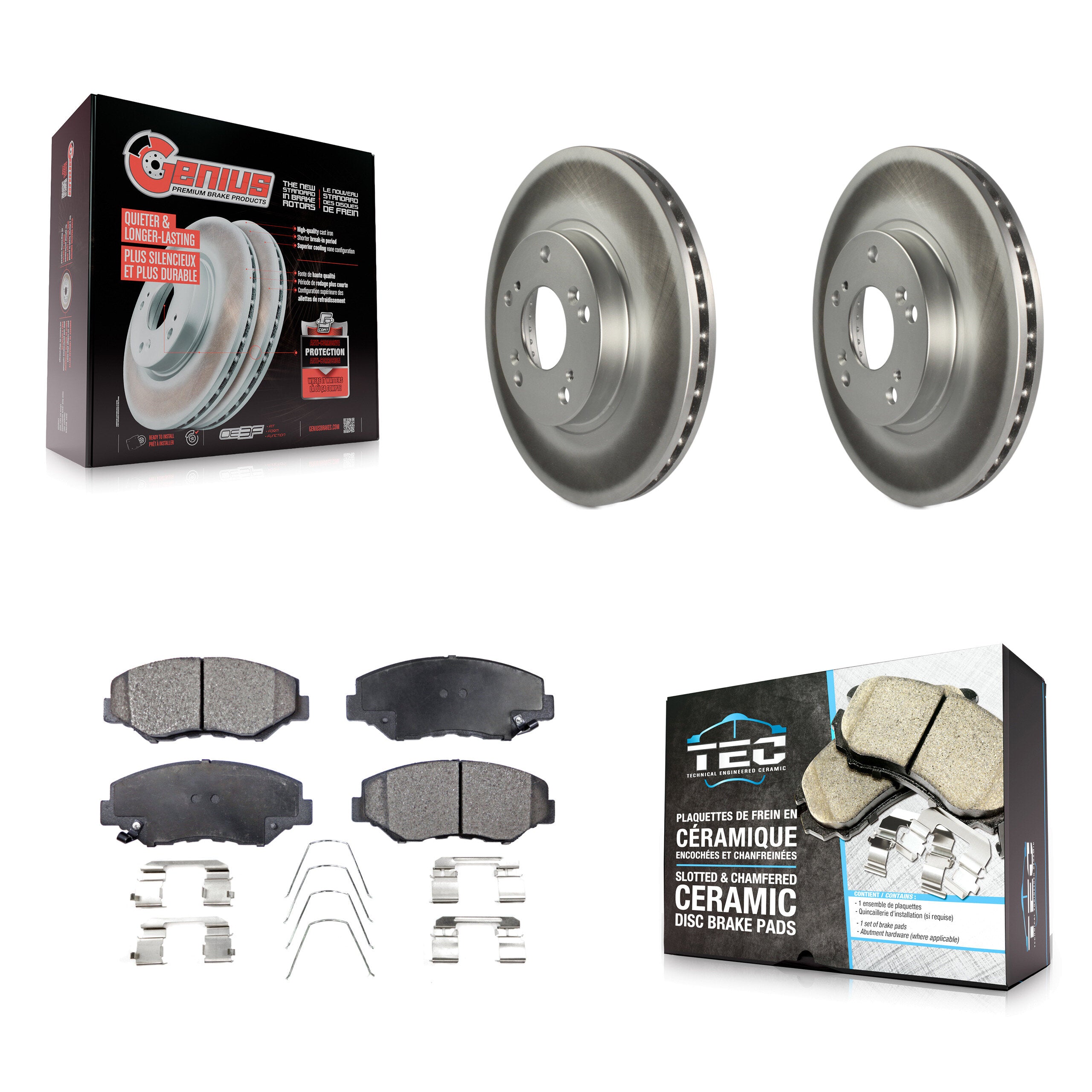 Front Coated Disc Brake Rotors And Ceramic Pads Kit For 2002-2004 Honda CR-V KGT-100272