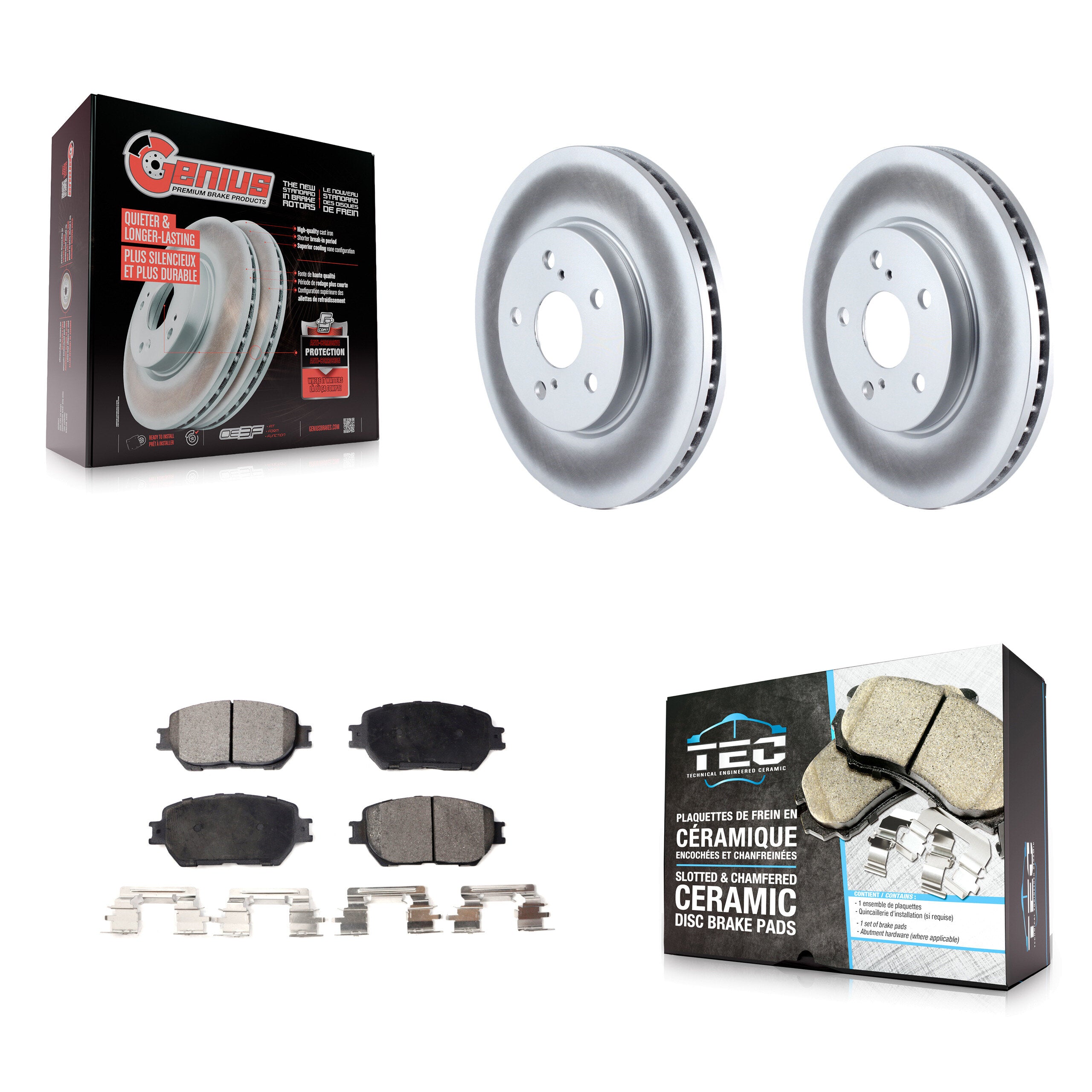Front Coated Disc Brake Rotors And Ceramic Pads Kit For Toyota Camry KGT-100275