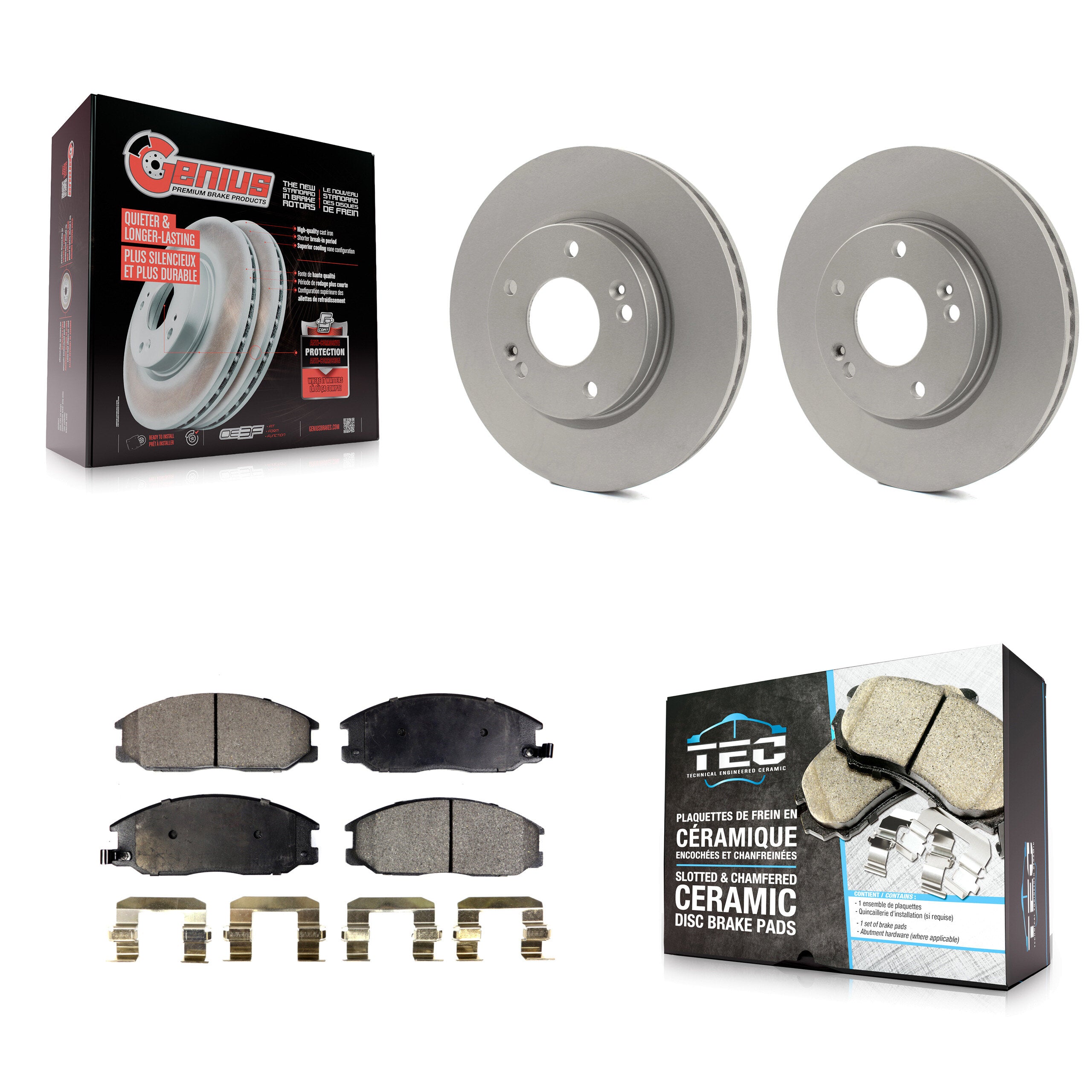 Front Coated Disc Brake Rotors And Ceramic Pads Kit For Hyundai Santa Fe KGT-100282