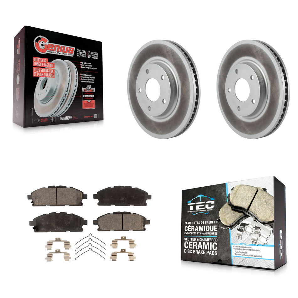Front Coated Disc Brake Rotors And Ceramic Pads Kit For 2011-2017 Nissan Quest KGT-100289
