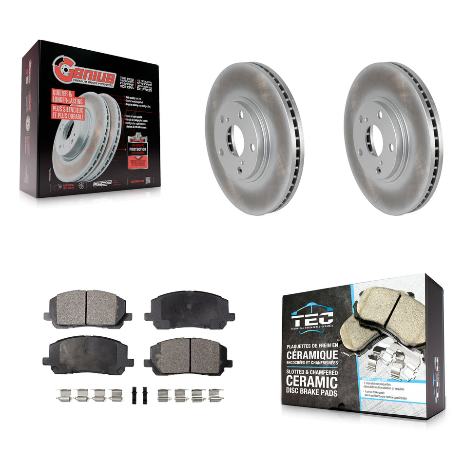 Front Coated Disc Brake Rotors And Ceramic Pads Kit For Toyota Highlander KGT-100299