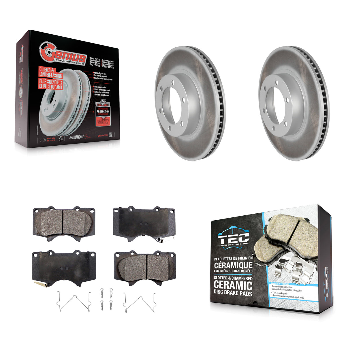 Front Coated Disc Brake Rotors And Ceramic Pads Kit For Toyota 4Runner Lexus GX470 KGT-100300