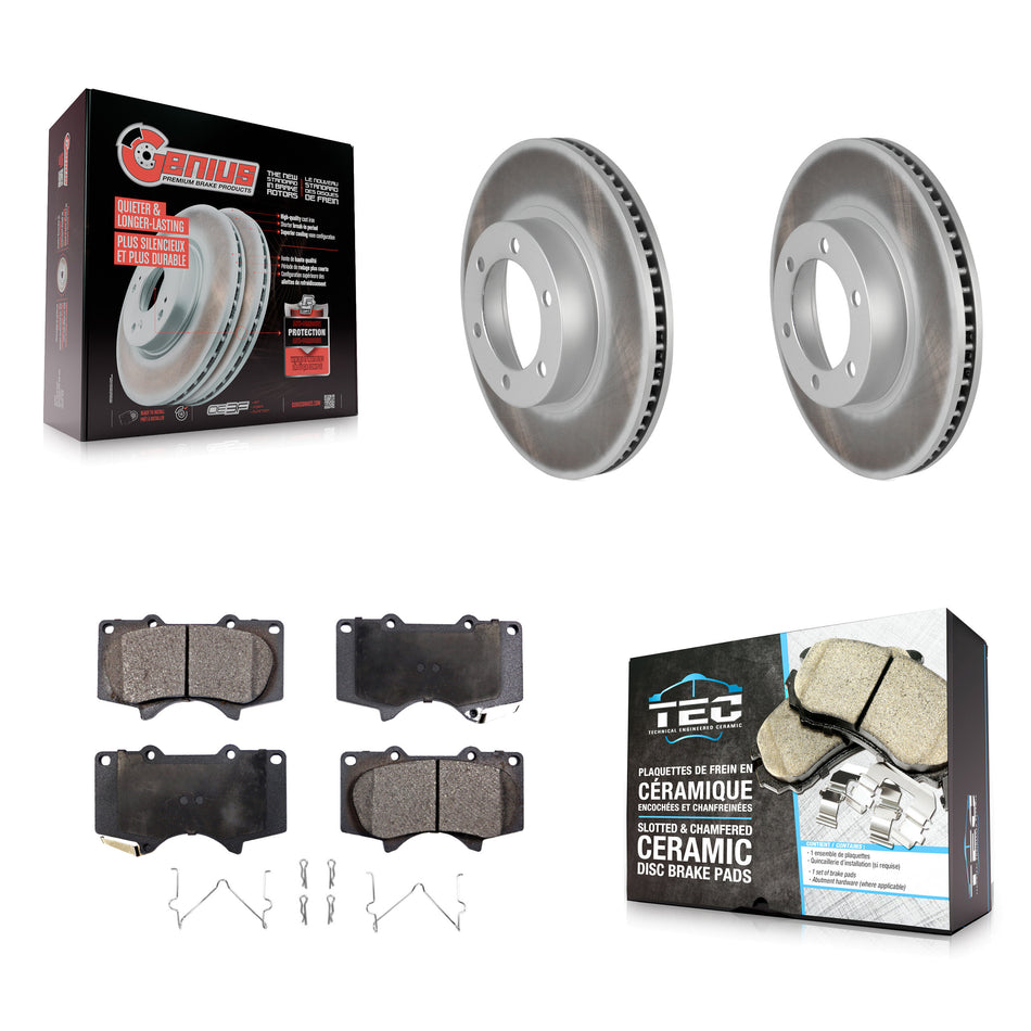 Front Coated Disc Brake Rotors And Ceramic Pads Kit For Toyota 4Runner Lexus GX470 KGT-100300