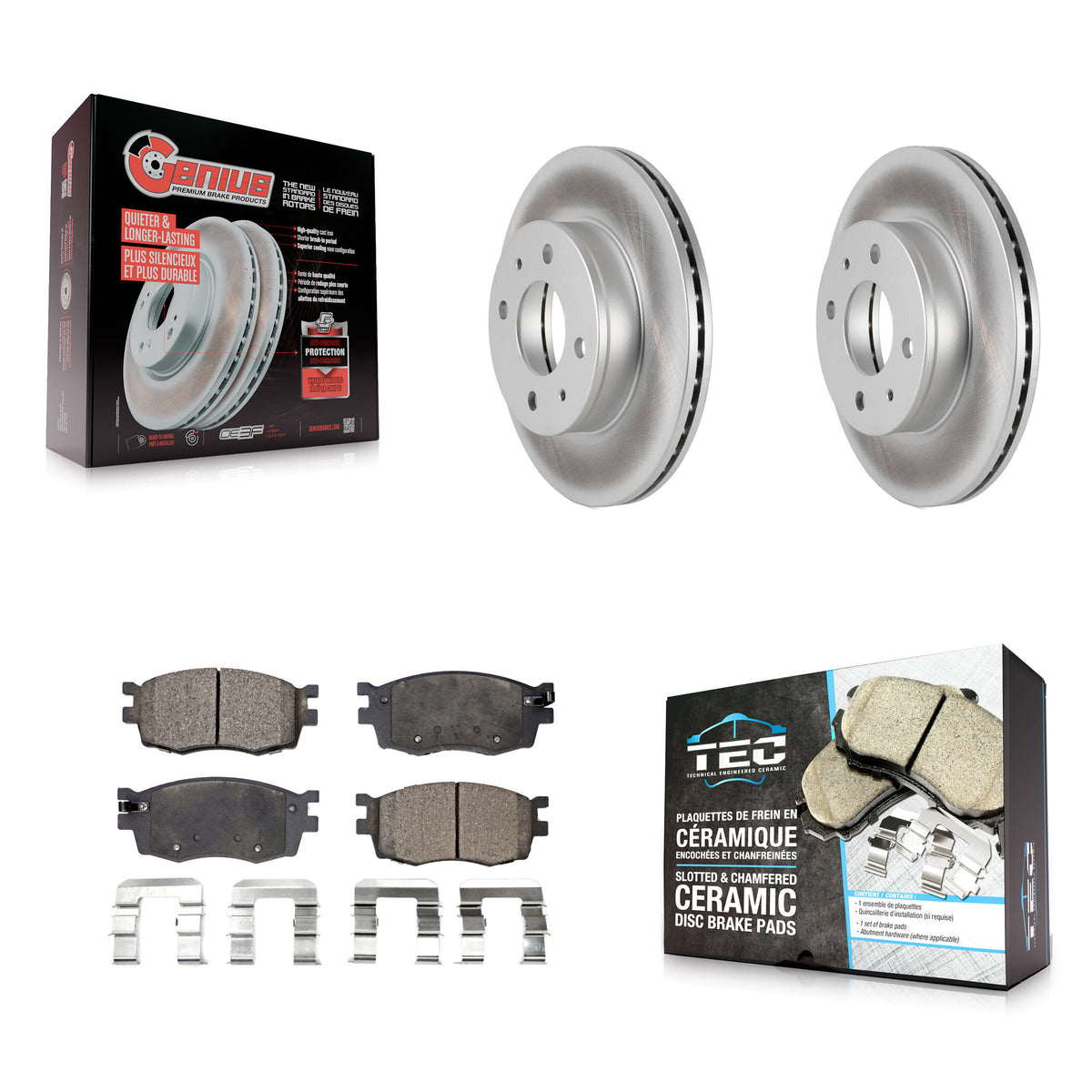 Front Coated Disc Brake Rotors And Ceramic Pads Kit For 2006 Hyundai Accent Hatchback KGT-100302