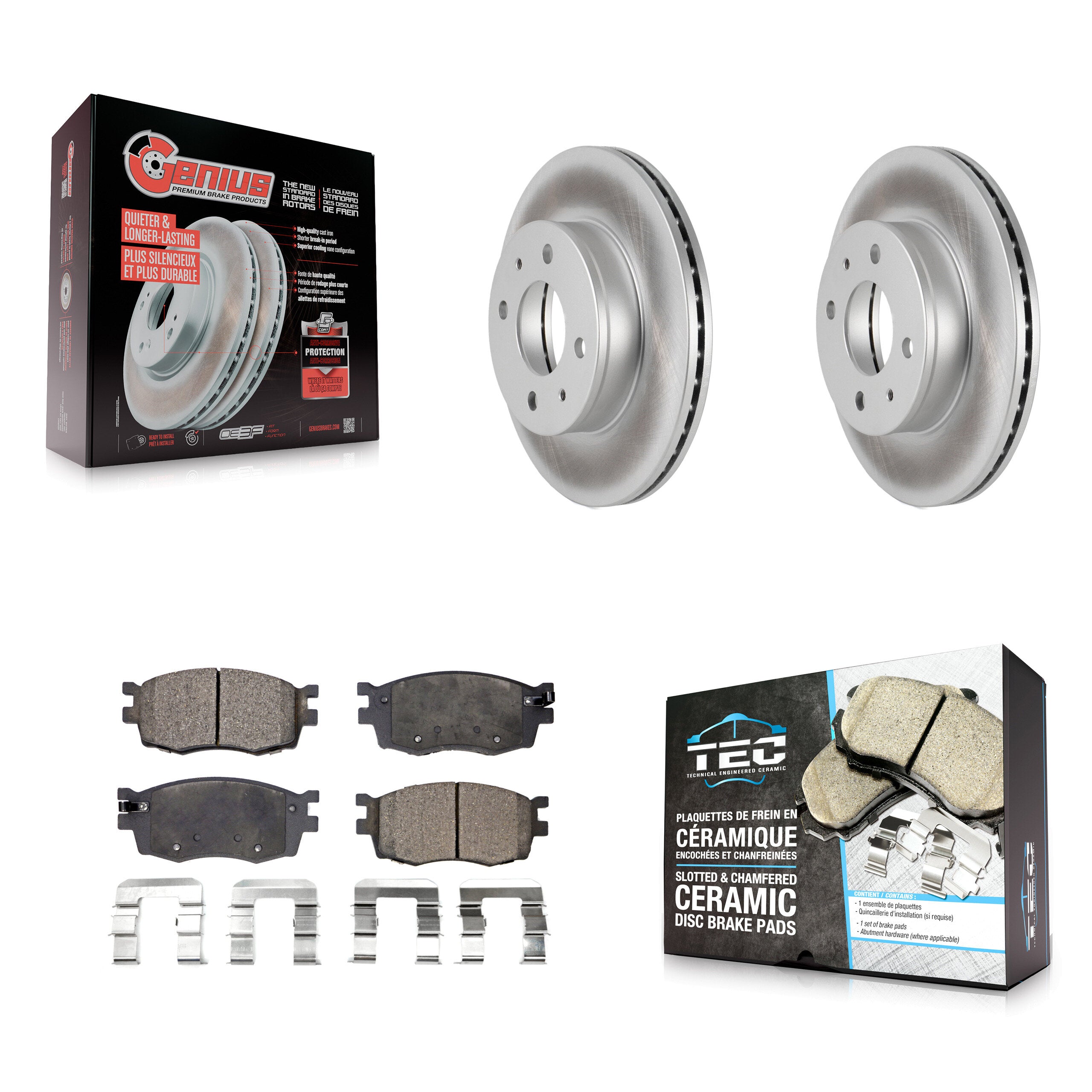 Front Coated Disc Brake Rotors And Ceramic Pads Kit For 2006 Hyundai Accent Hatchback KGT-100302