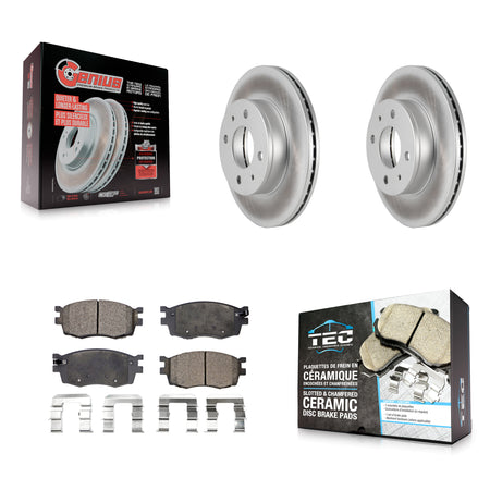 Front Coated Disc Brake Rotors And Ceramic Pads Kit For 2006 Hyundai Accent Hatchback KGT-100302