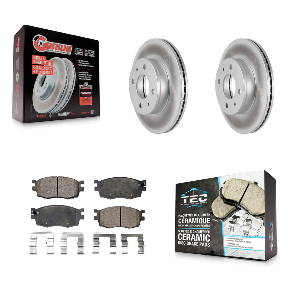 Front Coated Disc Brake Rotors And Ceramic Pads Kit For 2006 Hyundai Accent Hatchback KGT-100302