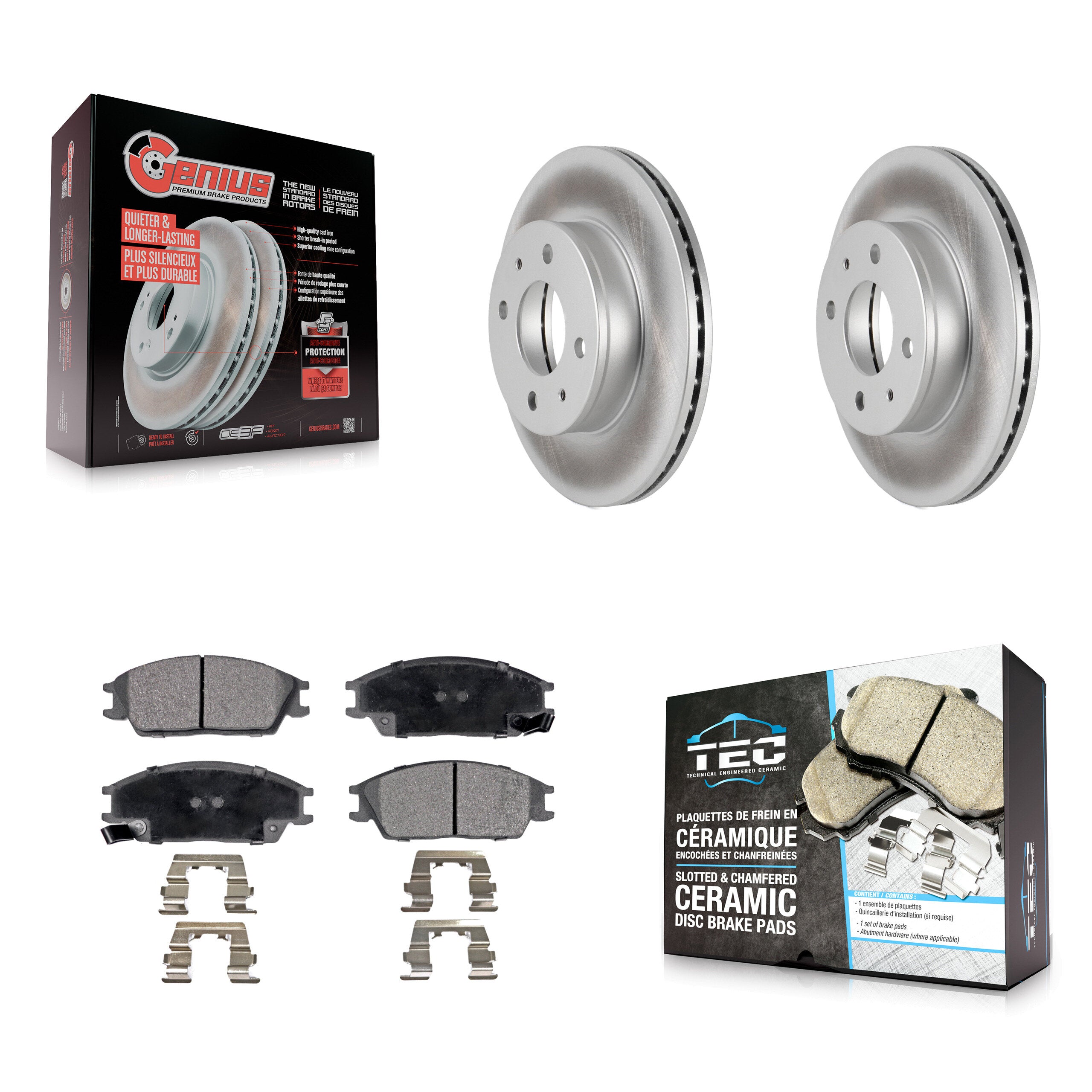 Front Coated Disc Brake Rotors And Ceramic Pads Kit For 2000-2005 Hyundai Accent KGT-100303