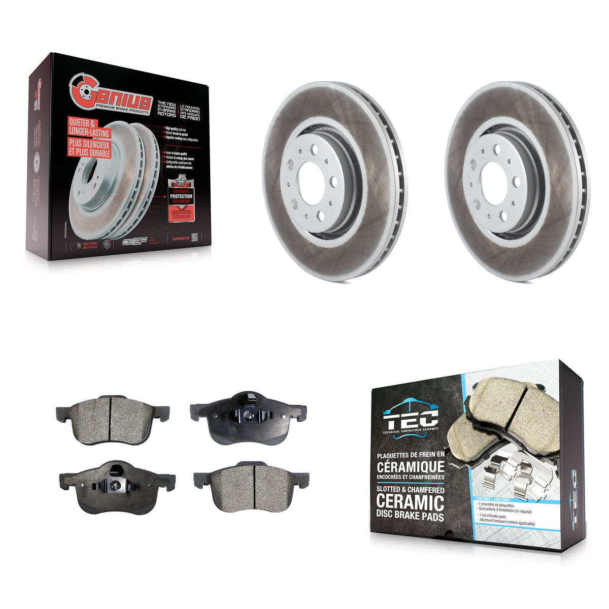 Front Coat Brake Rotor Ceramic Pad Kit For 2008 Volvo S60 With 316mm Diameter KGT-100309