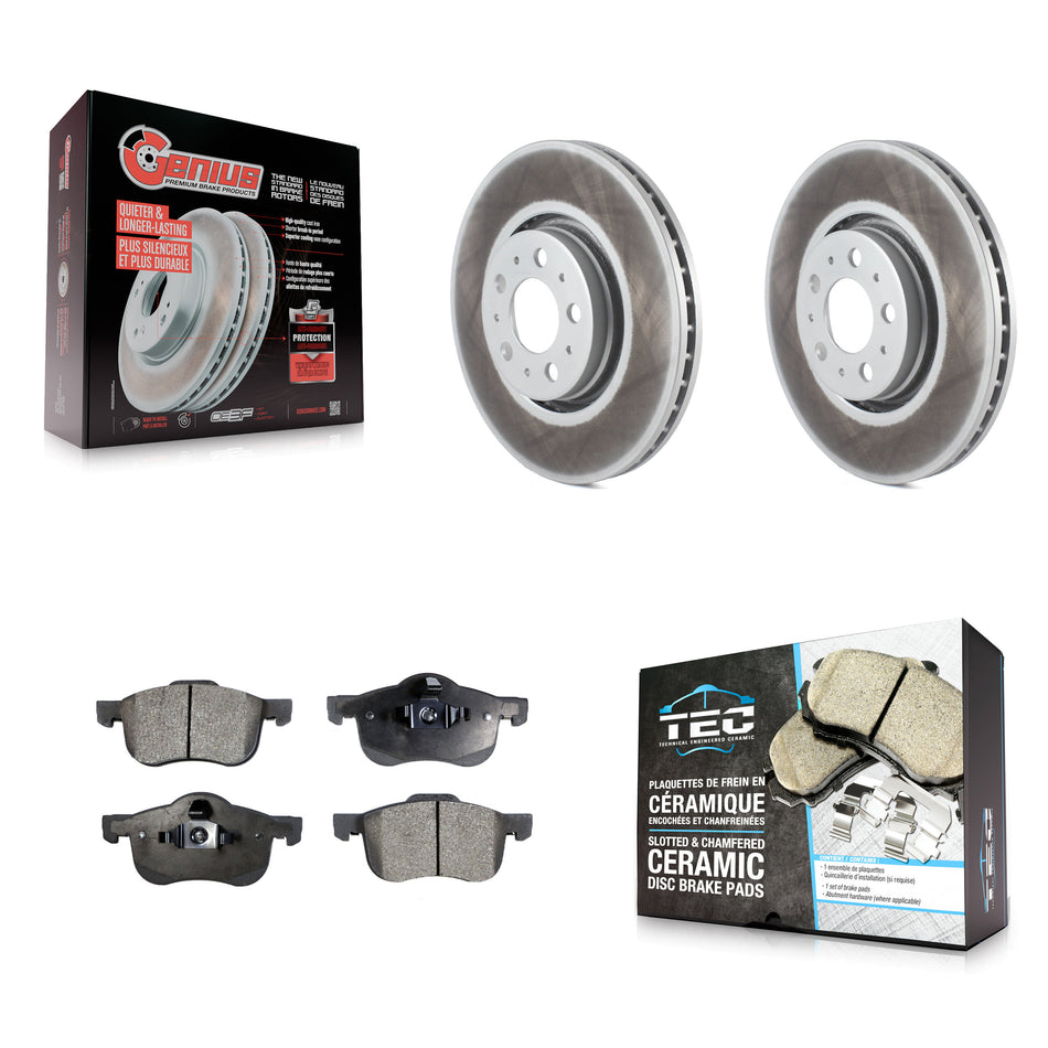 Front Coat Brake Rotor Ceramic Pad Kit For 2008 Volvo S60 With 316mm Diameter KGT-100309