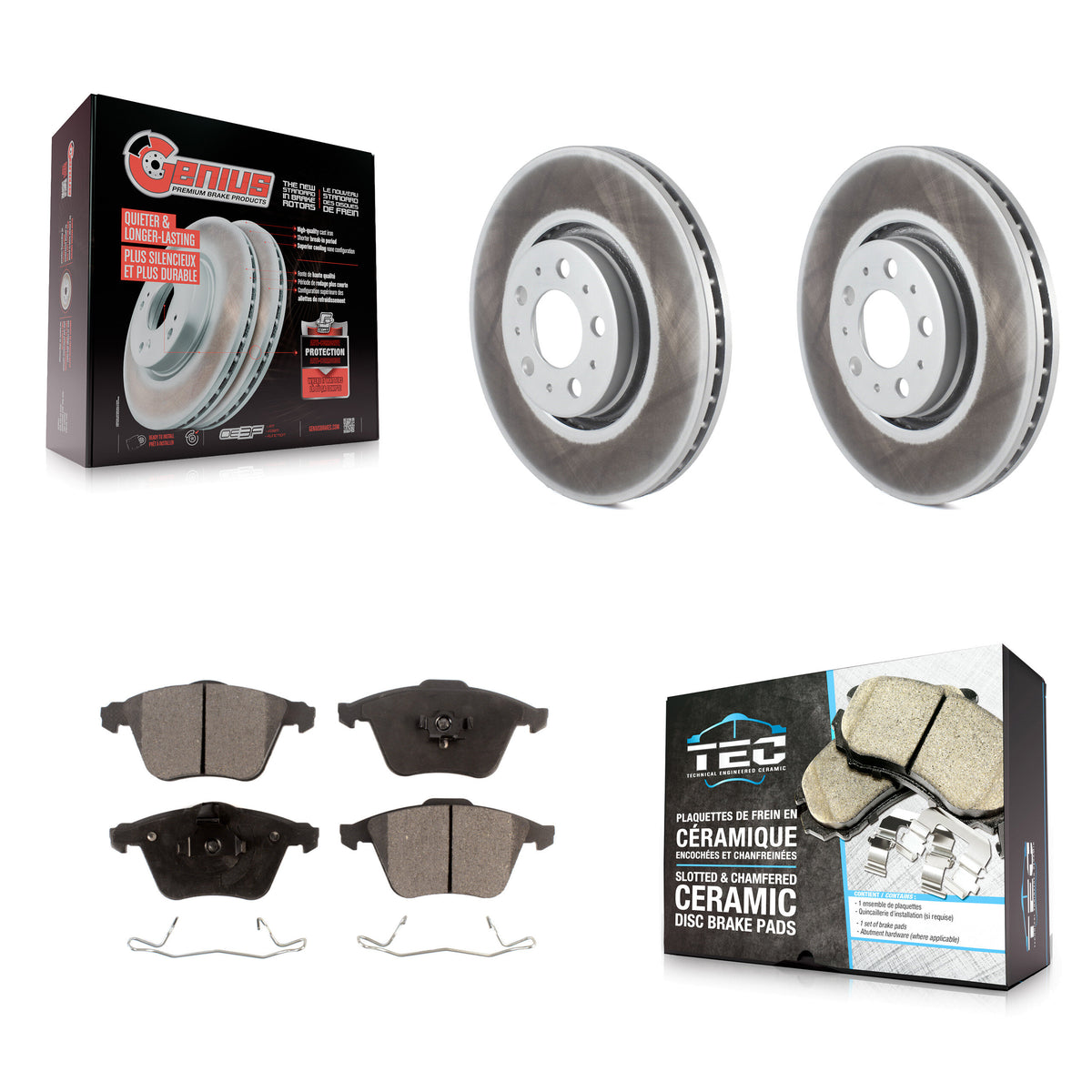 Front Coated Brake Rotor & Ceramic Pad Kit For Volvo XC90 With 316mm Diameter KGT-100310