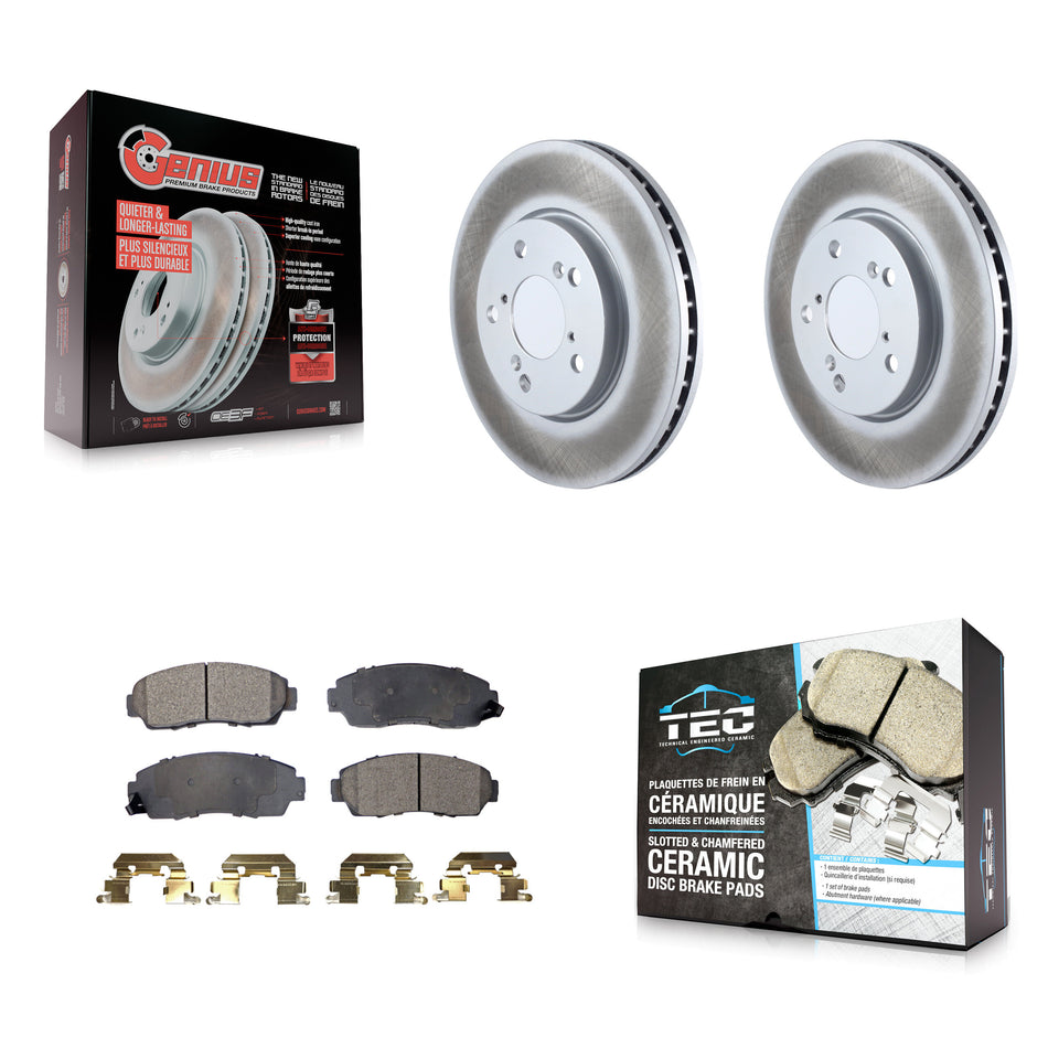 Front Coated Disc Brake Rotors And Ceramic Pads Kit For 2005-2010 Honda Odyssey KGT-100315