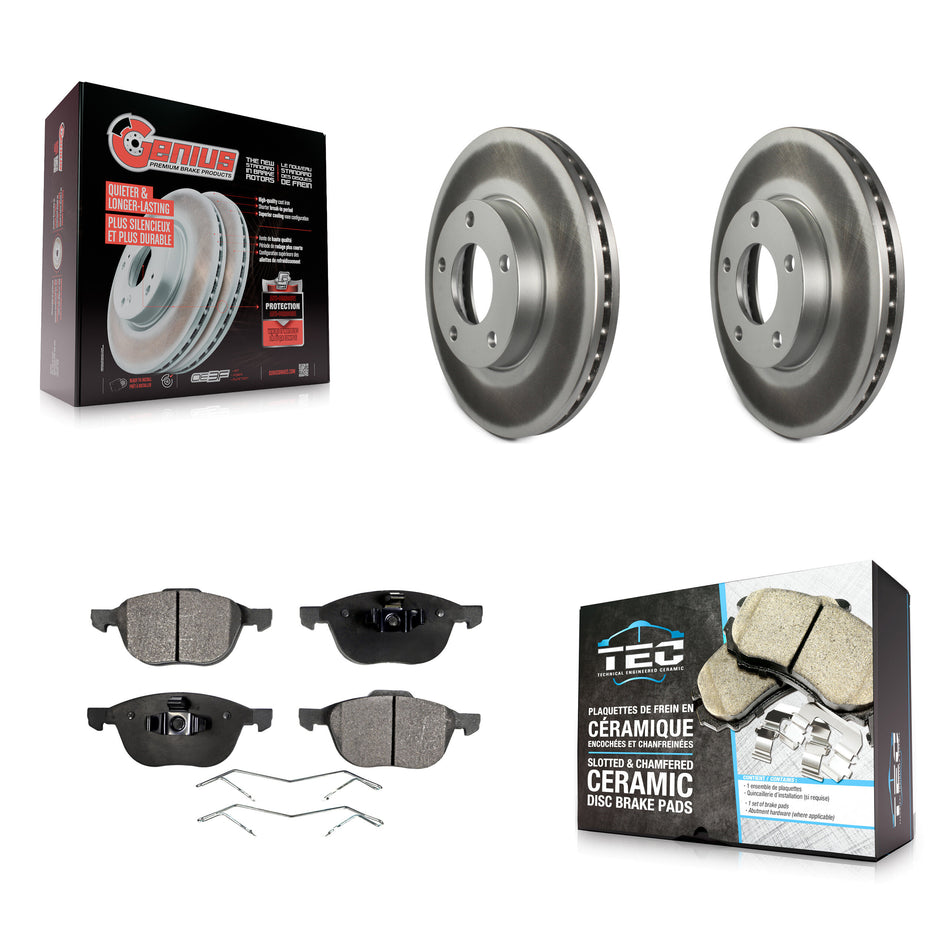 Front Coated Disc Brake Rotors And Ceramic Pads Kit For Mazda 3 Sport KGT-100316
