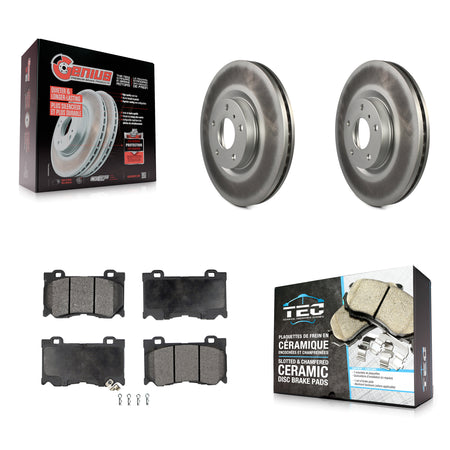 Front Coat Brake Rotors Ceramic Pad Kit For 2009-2013 INFINITI G37 AWD With Brembo Brakes KGT-100317