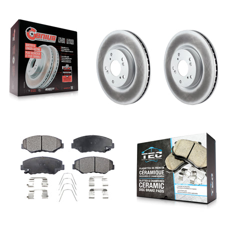 Front Coated Disc Brake Rotors And Ceramic Pads Kit For Honda Civic CR-V Acura ILX KGT-100322