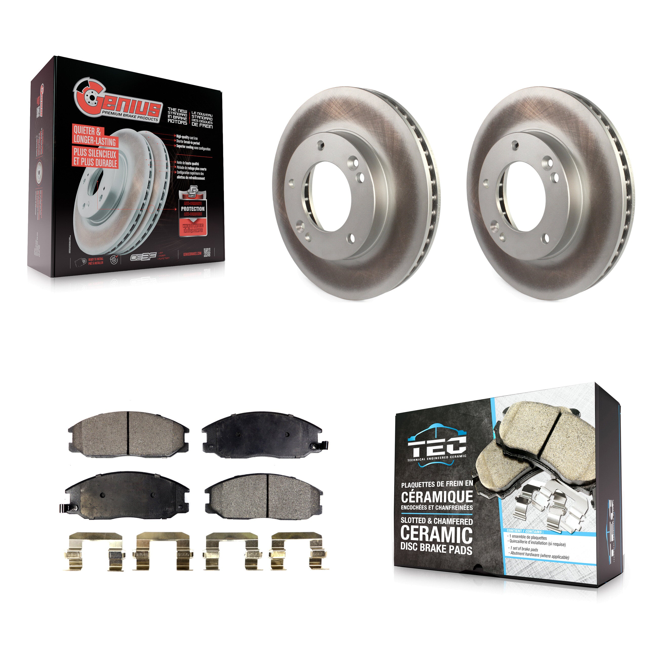 Front Coated Disc Brake Rotors And Ceramic Pads Kit For 2003-2006 Kia Sorento KGT-100326