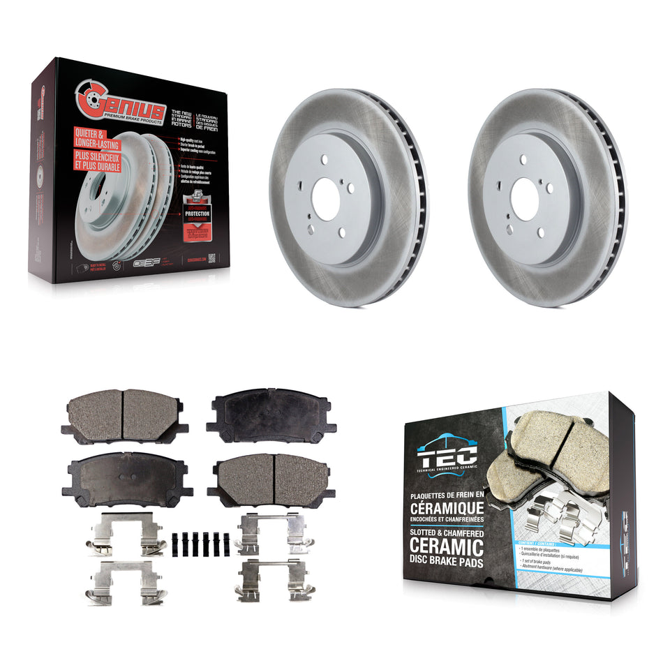 Front Coated Brake Rotor & Ceramic Pad Kit For Lexus RX350 RX330 Toyota Highlander RX400h KGT-100332