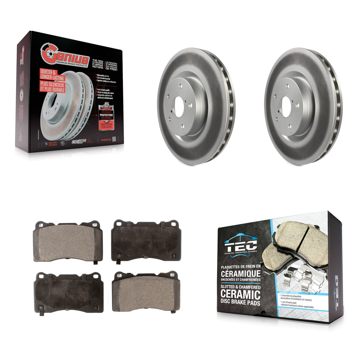 Front Coated Disc Brake Rotors And Ceramic Pads Kit For Subaru Impreza WRX STI KGT-100336