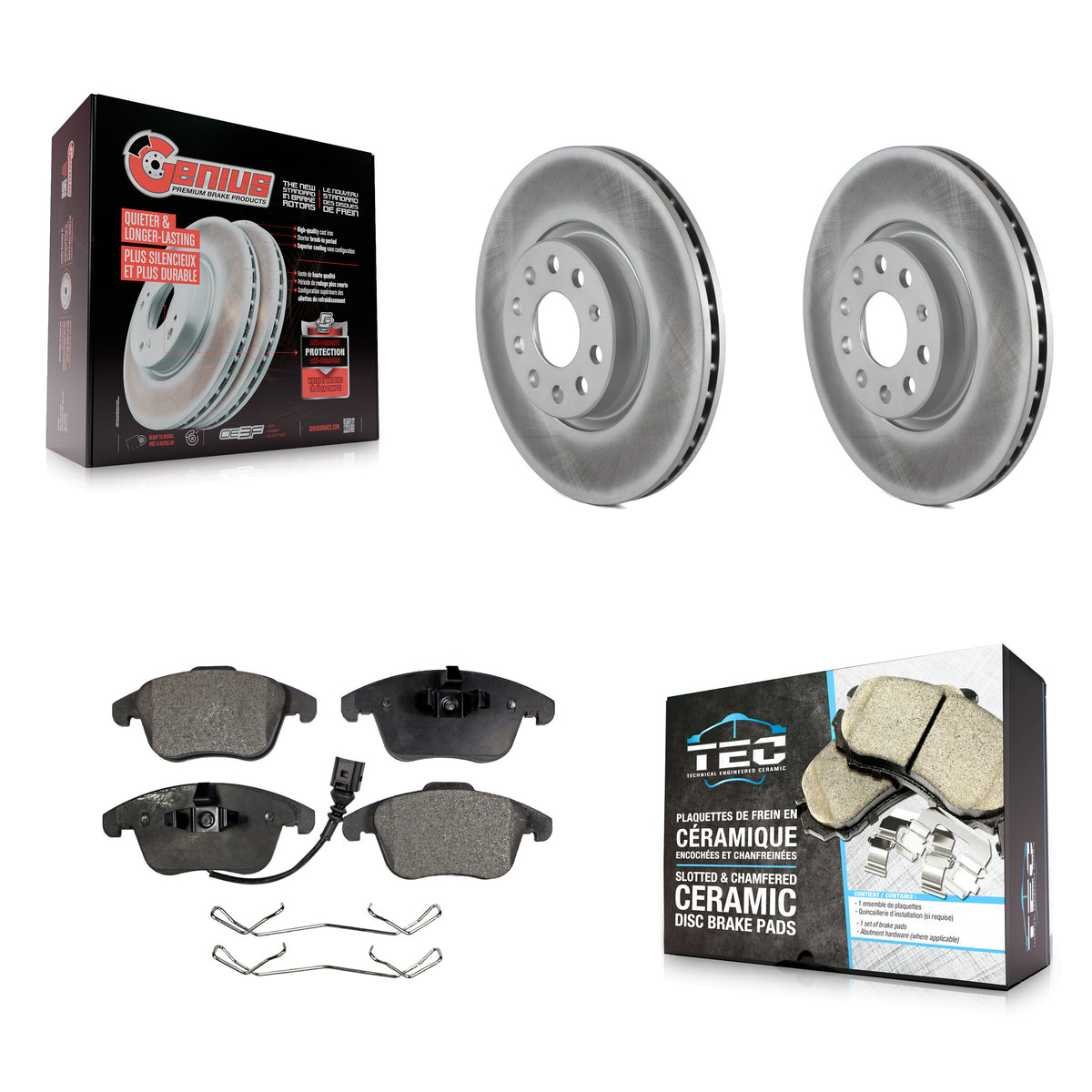 Front Coat Disc Brake Rotors Ceramic Pad Kit For Volkswagen Tiguan Passat Audi Q3 Quattro KGT-100346
