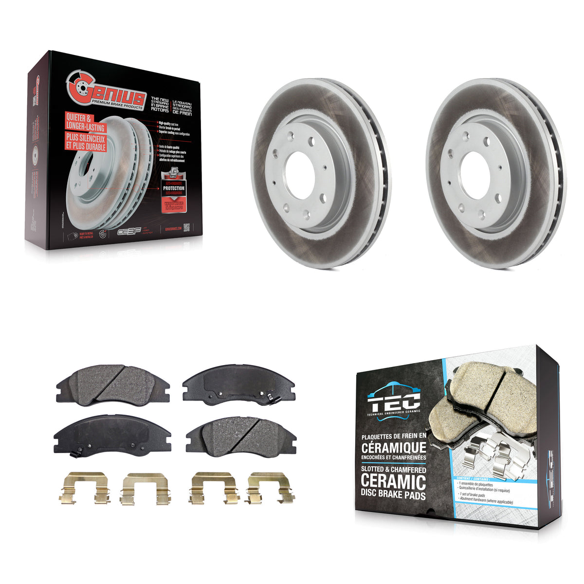 Front Coated Disc Brake Rotors And Ceramic Pads Kit For Kia Spectra Spectra5 KGT-100348