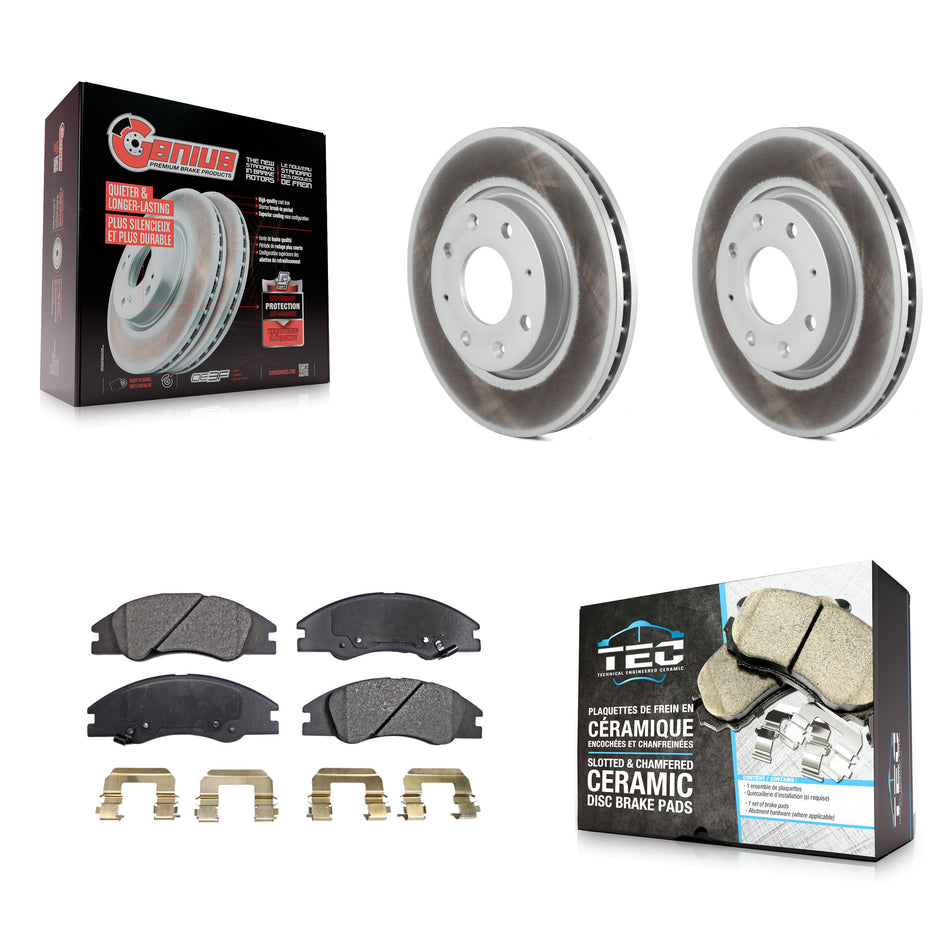 Front Coated Disc Brake Rotors And Ceramic Pads Kit For Kia Spectra Spectra5 KGT-100348