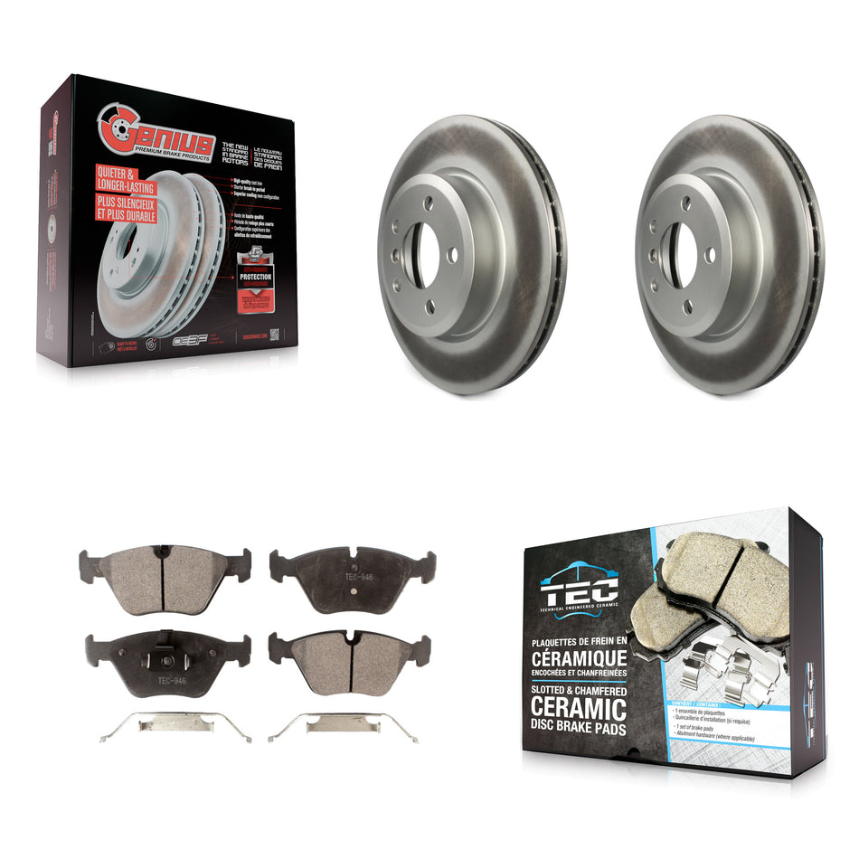 Front Coated Disc Brake Rotors And Ceramic Pads Kit For 2004-2010 BMW X3 KGT-100351