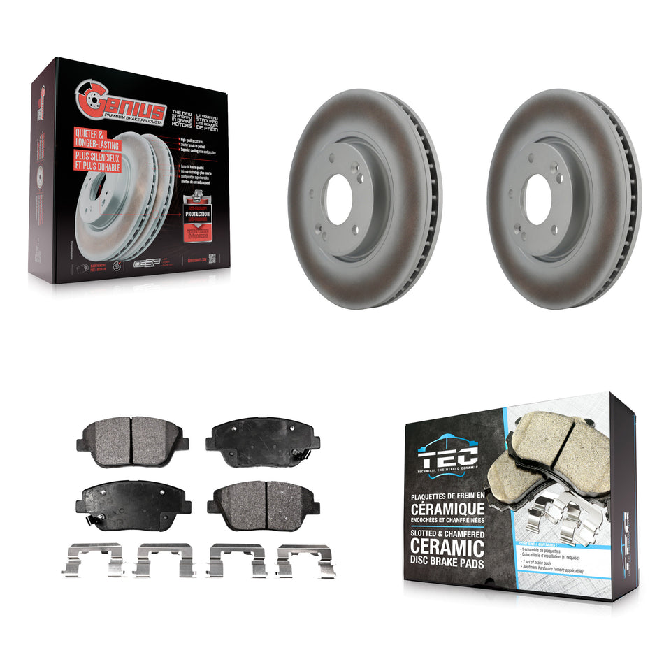 Front Coated Disc Brake Rotors And Ceramic Pads Kit For Hyundai Sonata Kia Optima KGT-100364
