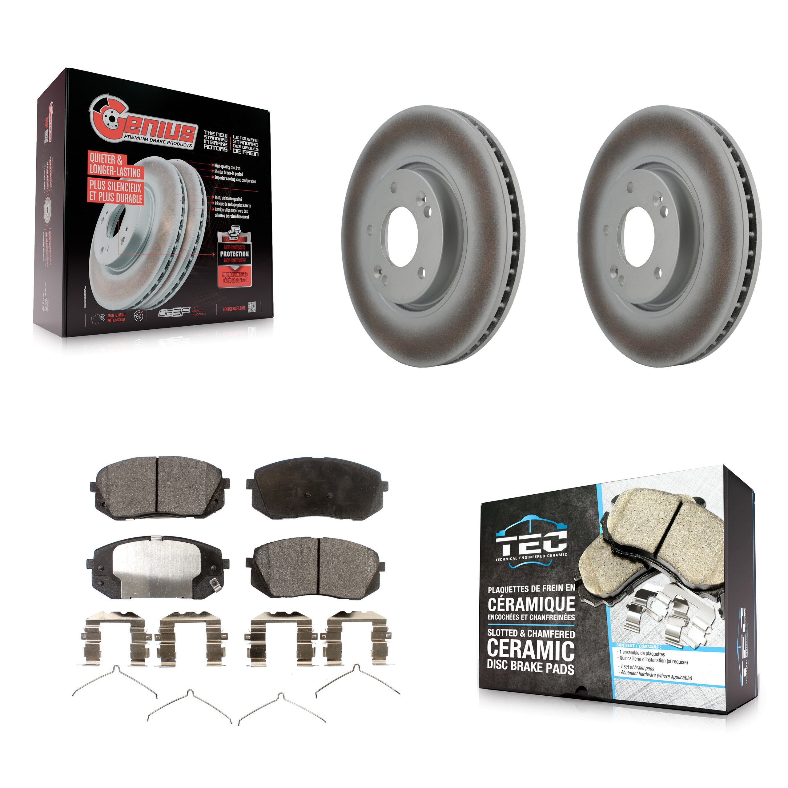 Front Coated Disc Brake Rotors And Ceramic Pads Kit For Hyundai Sonata KGT-100368
