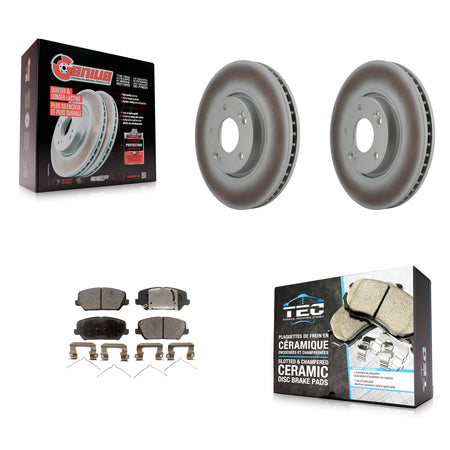 Front Coated Disc Brake Rotors Ceramic Pad Kit For Kia Forte Forte5 Hyundai Veloster Koup KGT-100369
