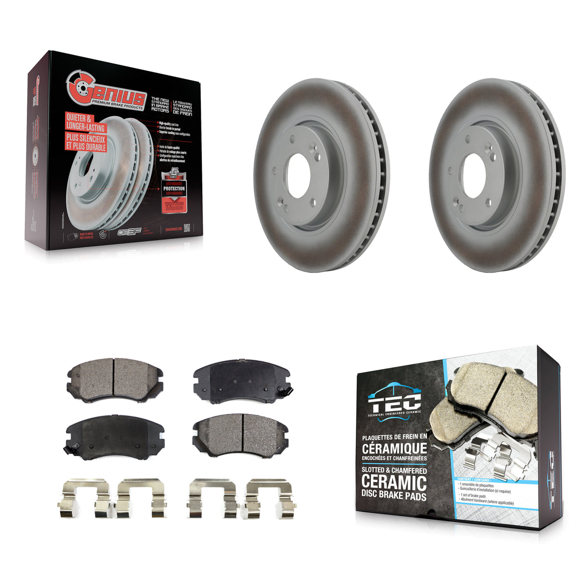 Front Coated Disc Brake Rotors And Ceramic Pads Kit For 2006-2010 Hyundai Sonata 3.3L KGT-100371