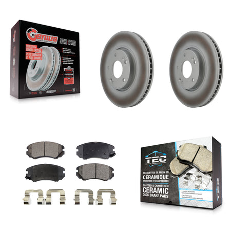 Front Coated Disc Brake Rotors And Ceramic Pads Kit For 2006-2010 Hyundai Sonata 3.3L KGT-100371