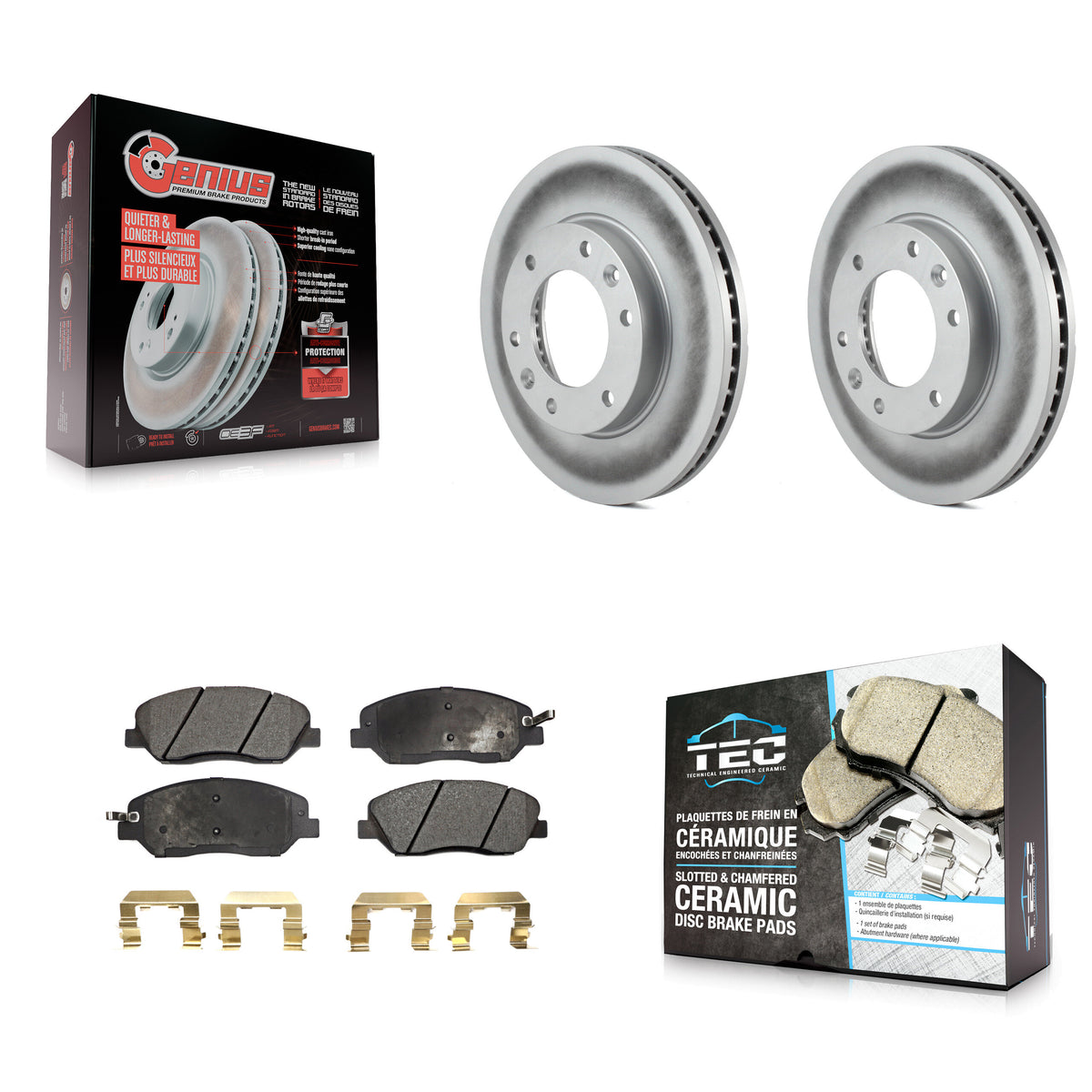 Front Coated Disc Brake Rotors And Ceramic Pads Kit For Kia Sedona Hyundai Entourage KGT-100374