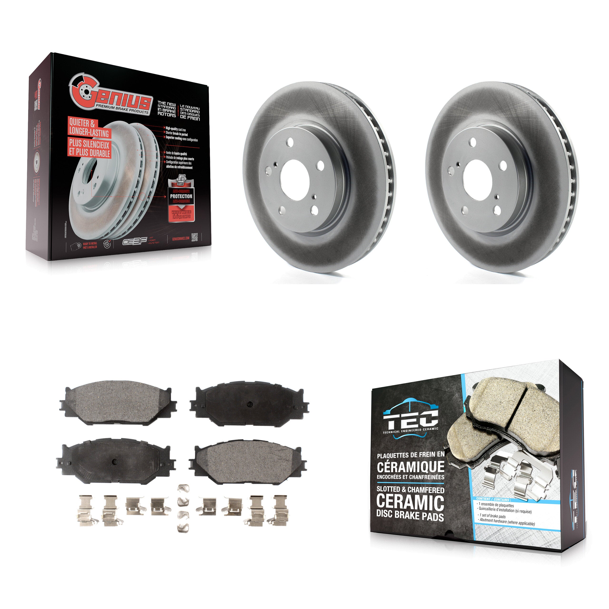Front Coated Disc Brake Rotors And Ceramic Pads Kit For Lexus IS250 KGT-100384