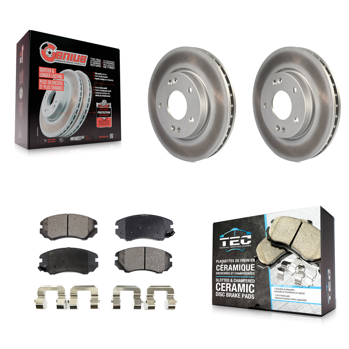 Front Coated Disc Brake Rotors And Ceramic Pads Kit For Hyundai Elantra KGT-100385