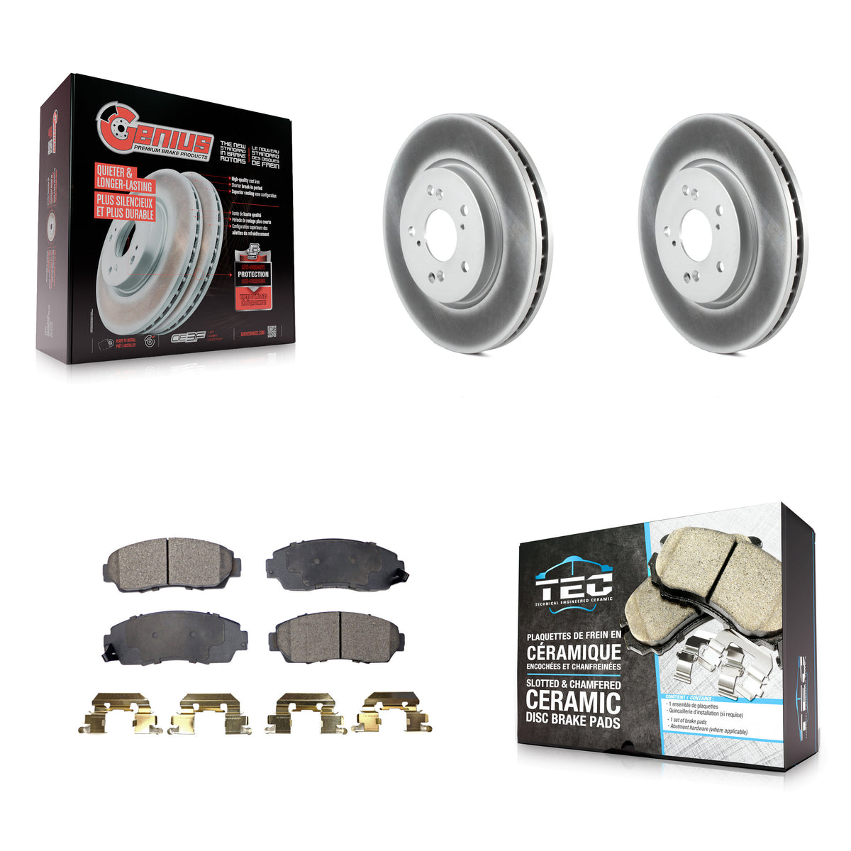 Front Coated Disc Brake Rotor & Ceramic Pad Kit For Honda CR-V Acura RDX Accord Crosstour KGT-100387