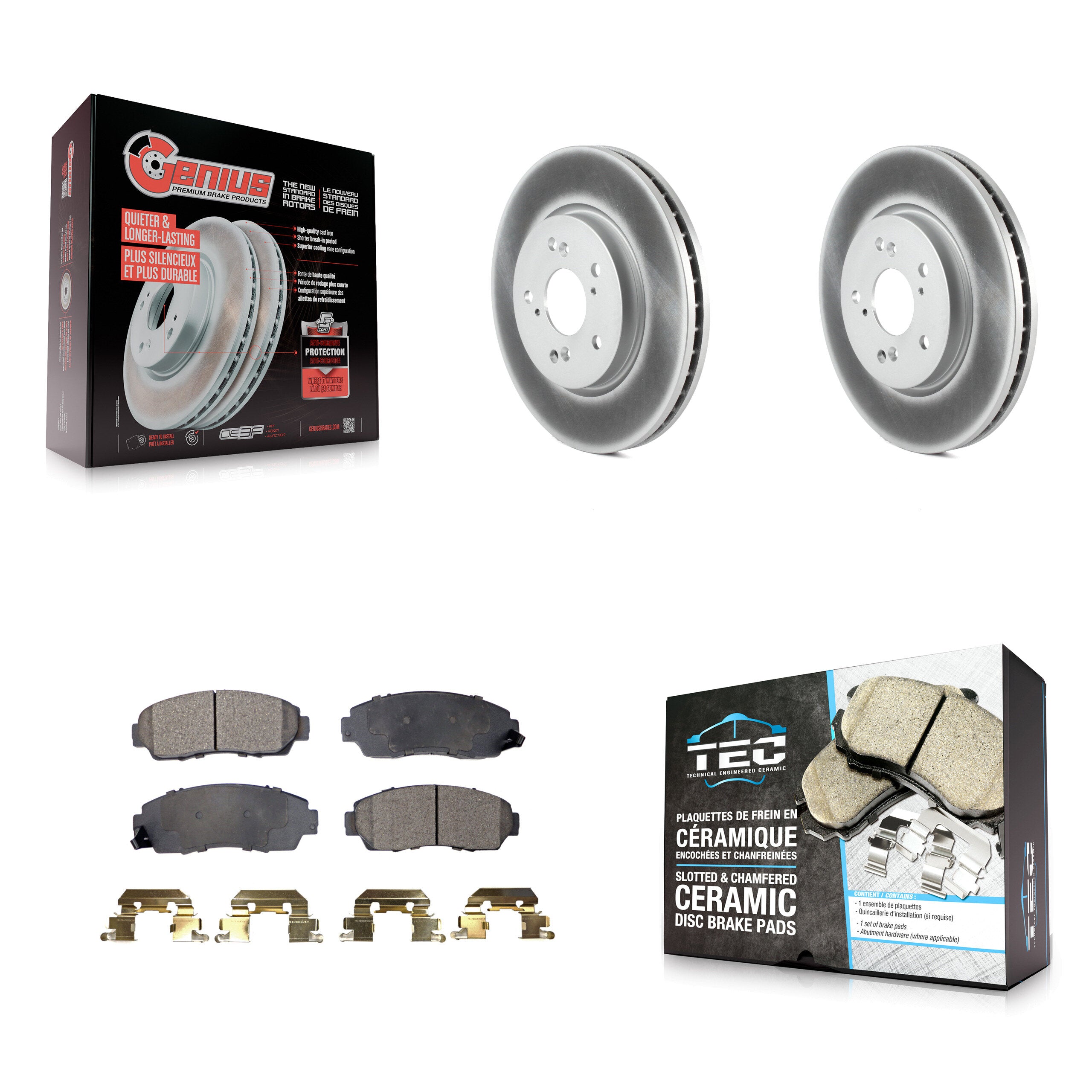 Front Coated Disc Brake Rotor & Ceramic Pad Kit For Honda CR-V Acura RDX Accord Crosstour KGT-100387