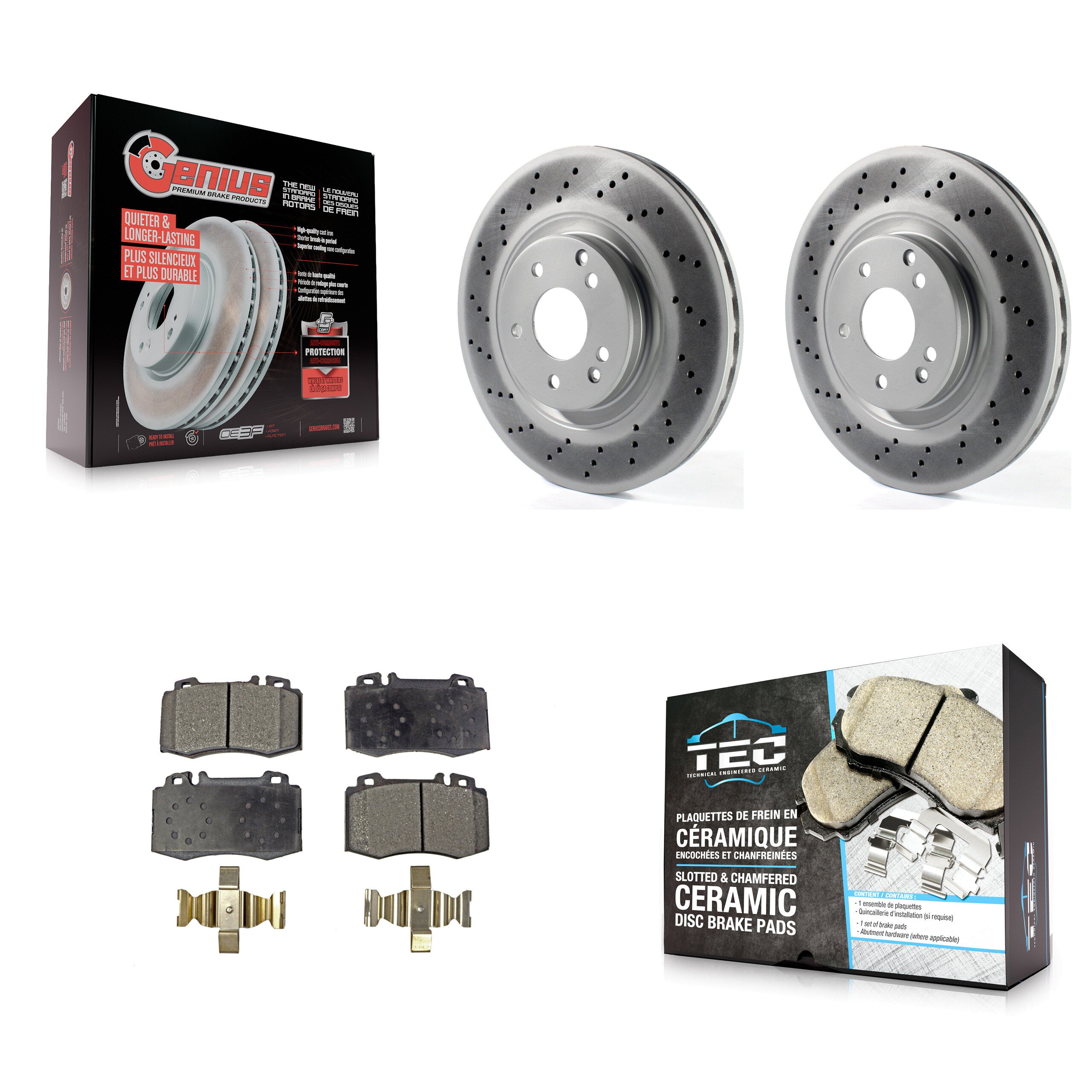 Front Coated Disc Brake Rotors And Ceramic Pads Kit For Mercedes-Benz C230 SLK350 C320 KGT-100389