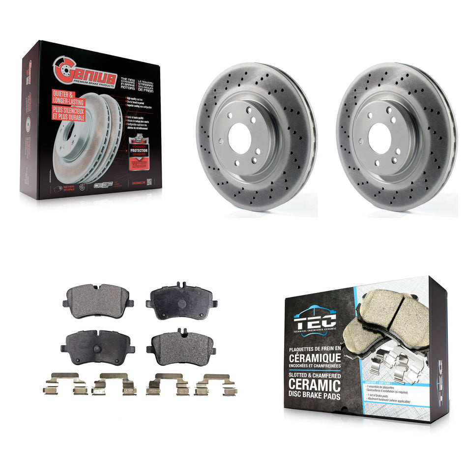 Front Coated Brake Rotor Ceramic Pad Kit For 2004 Mercedes-Benz C320 Wagon/Coupe with RWD KGT-100390