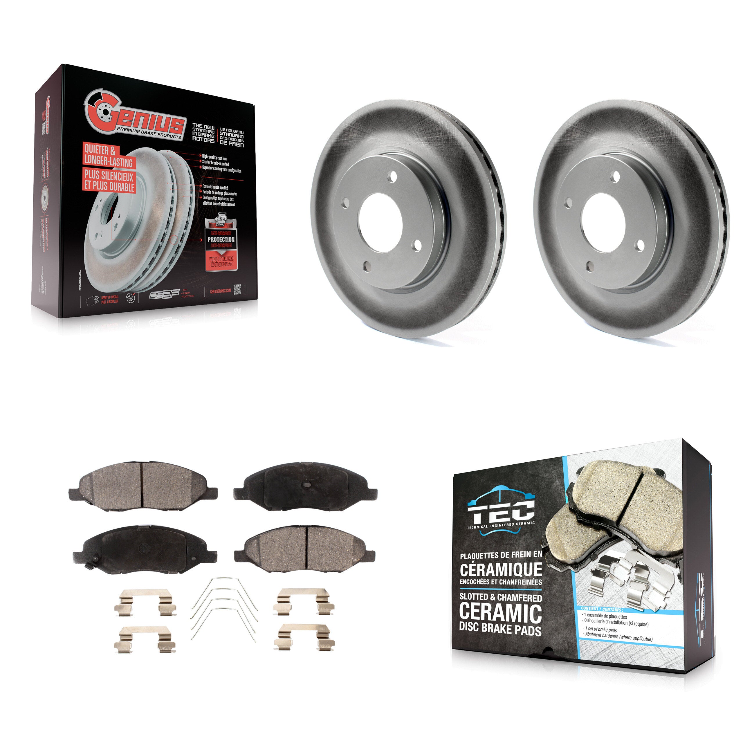 Front Coated Disc Brake Rotors And Ceramic Pads Kit For 2008 Nissan Versa 4-Wheel ABS KGT-100402