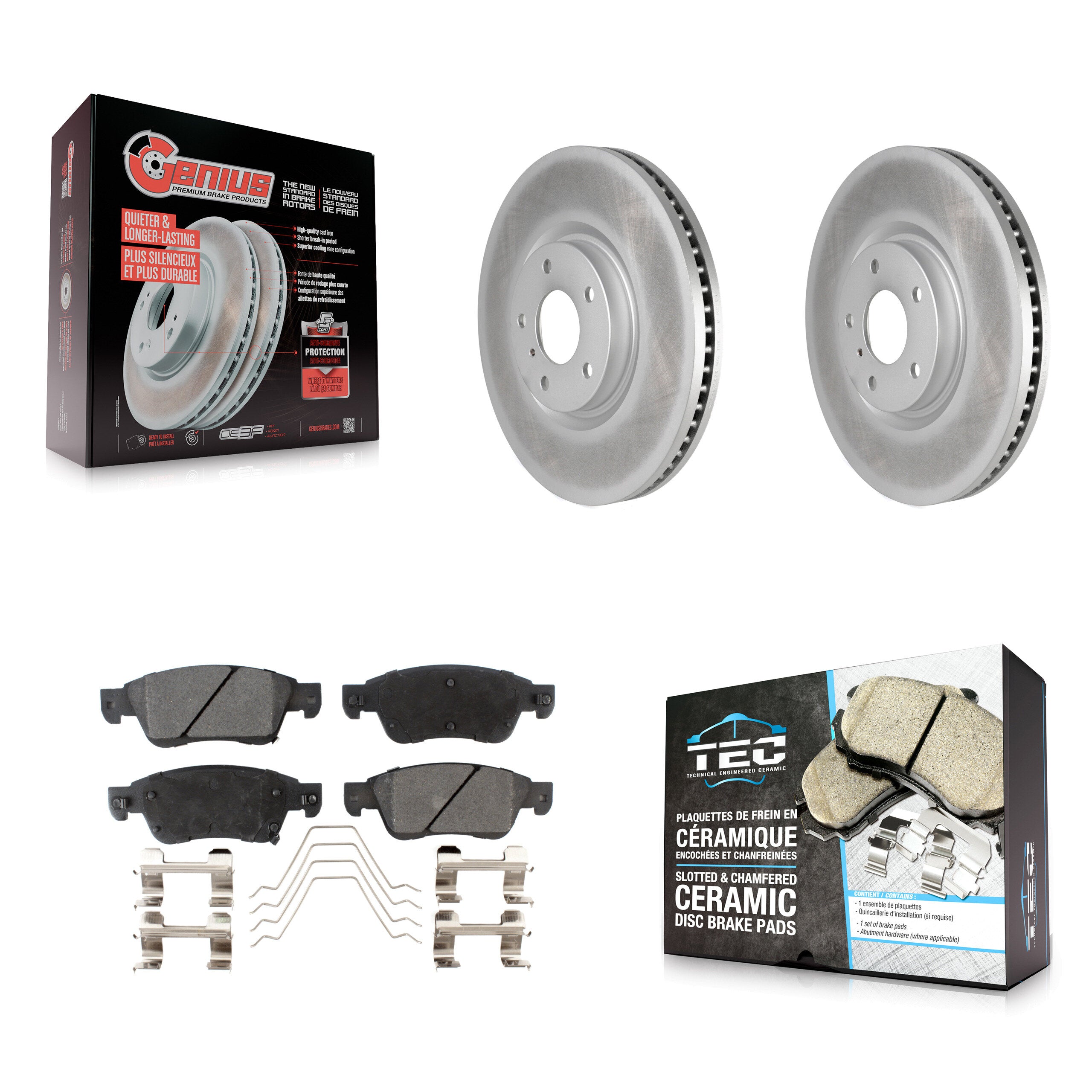 Front Coated Disc Brake Rotors And Ceramic Pads Kit For INFINITI G37 G35 Q60 KGT-100407