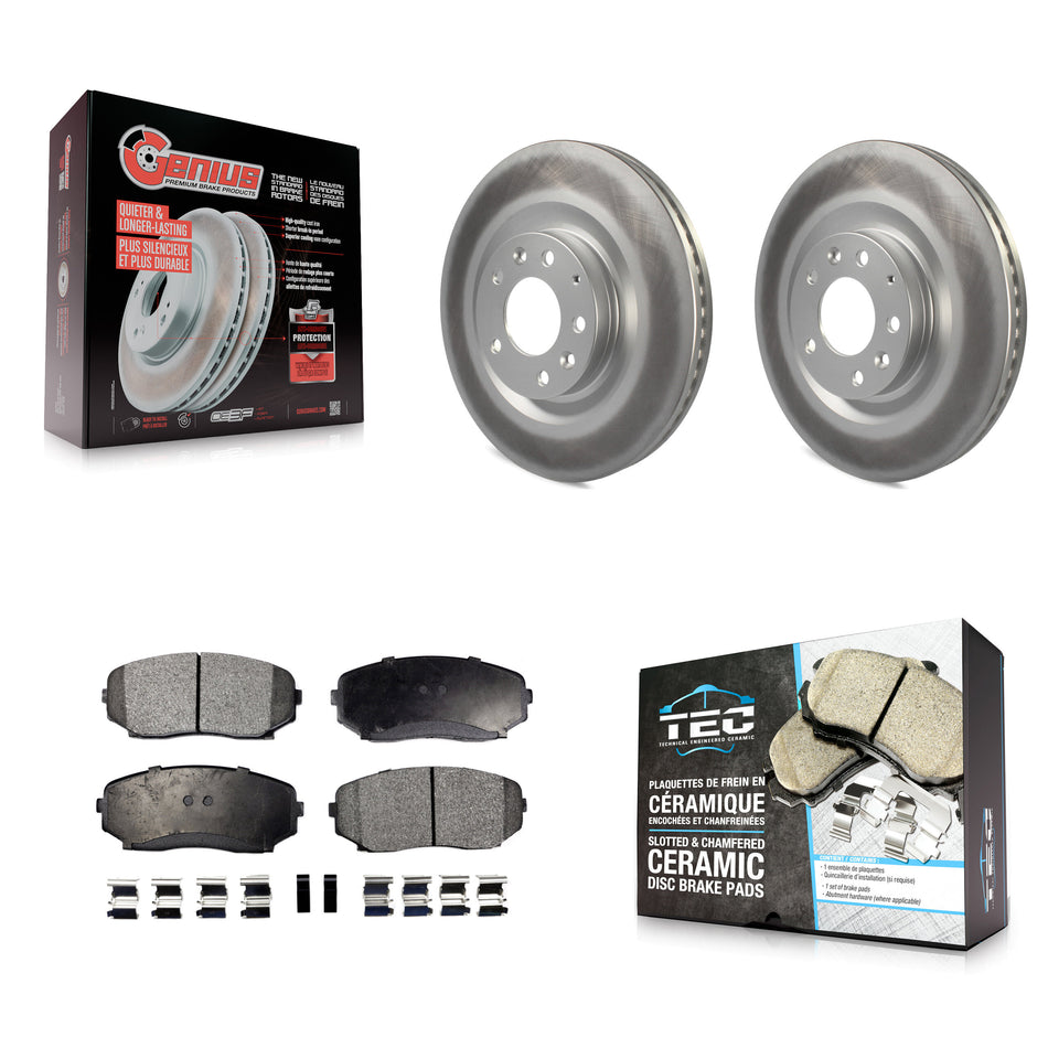 Front Coated Disc Brake Rotors And Ceramic Pads Kit For 2007-2015 Mazda CX-9 KGT-100409