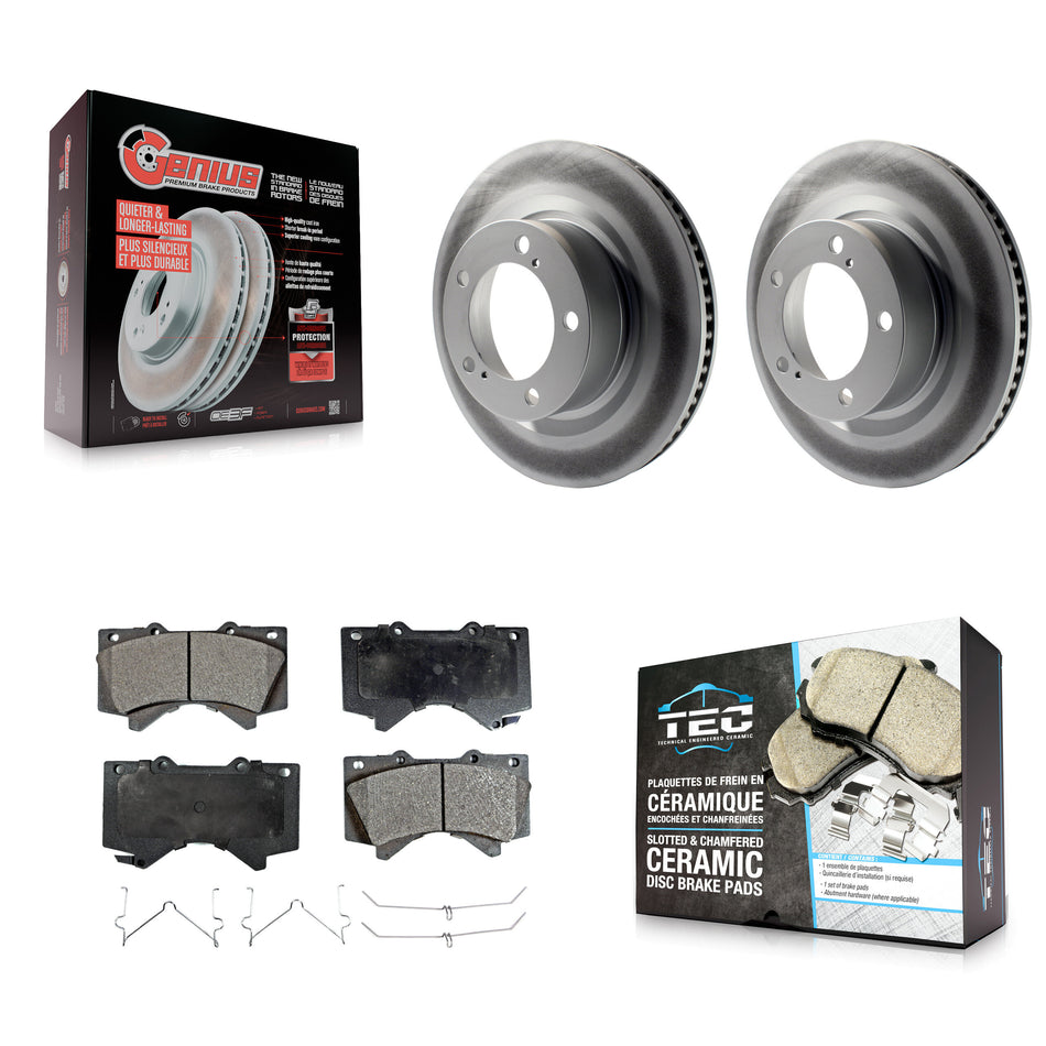 Front Coat Brake Rotor Ceramic Pad Kit For Toyota Tundra Sequoia Lexus LX570 Land Cruiser KGT-100410
