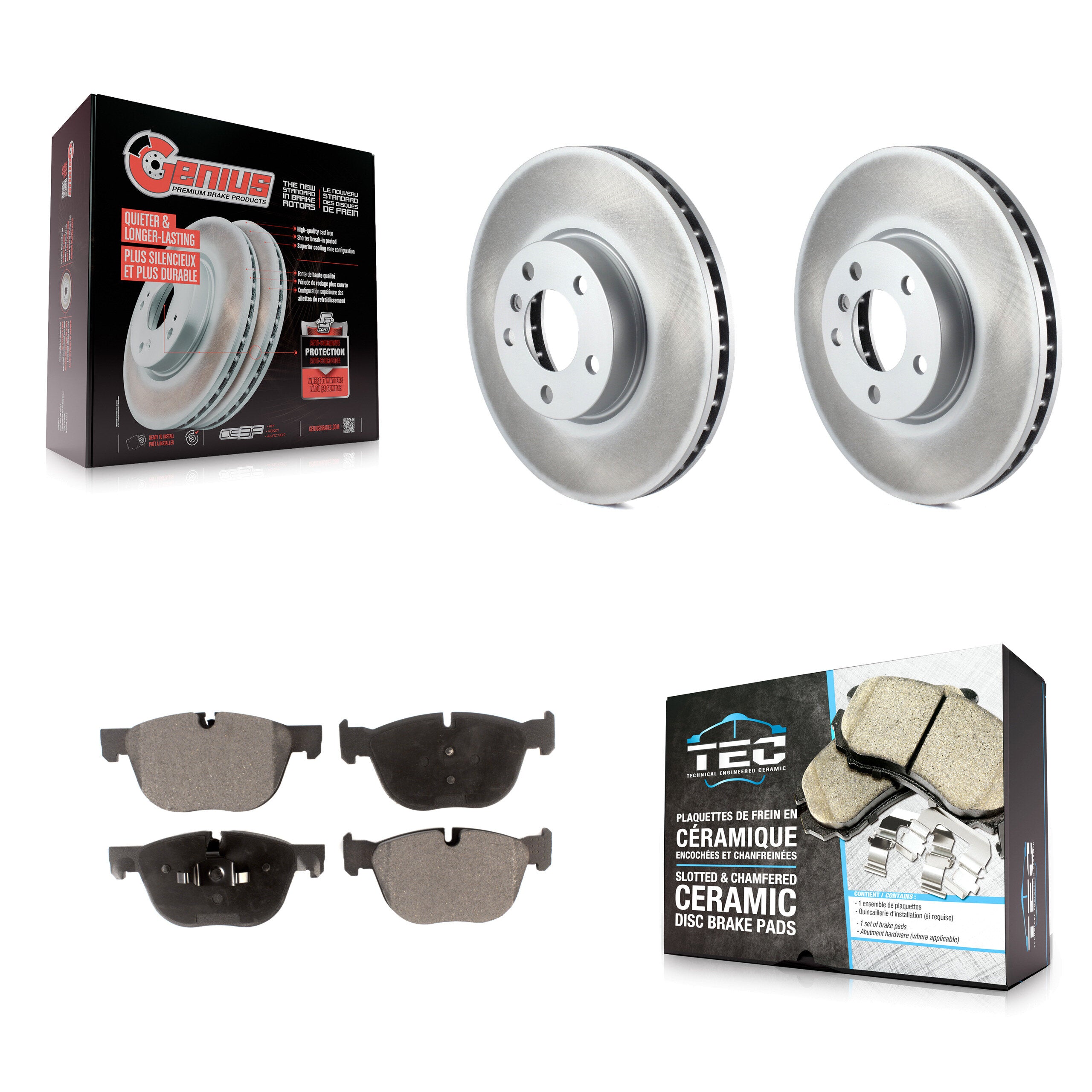 Front Coated Disc Brake Rotors And Ceramic Pads Kit For BMW X5 X6 KGT-100411