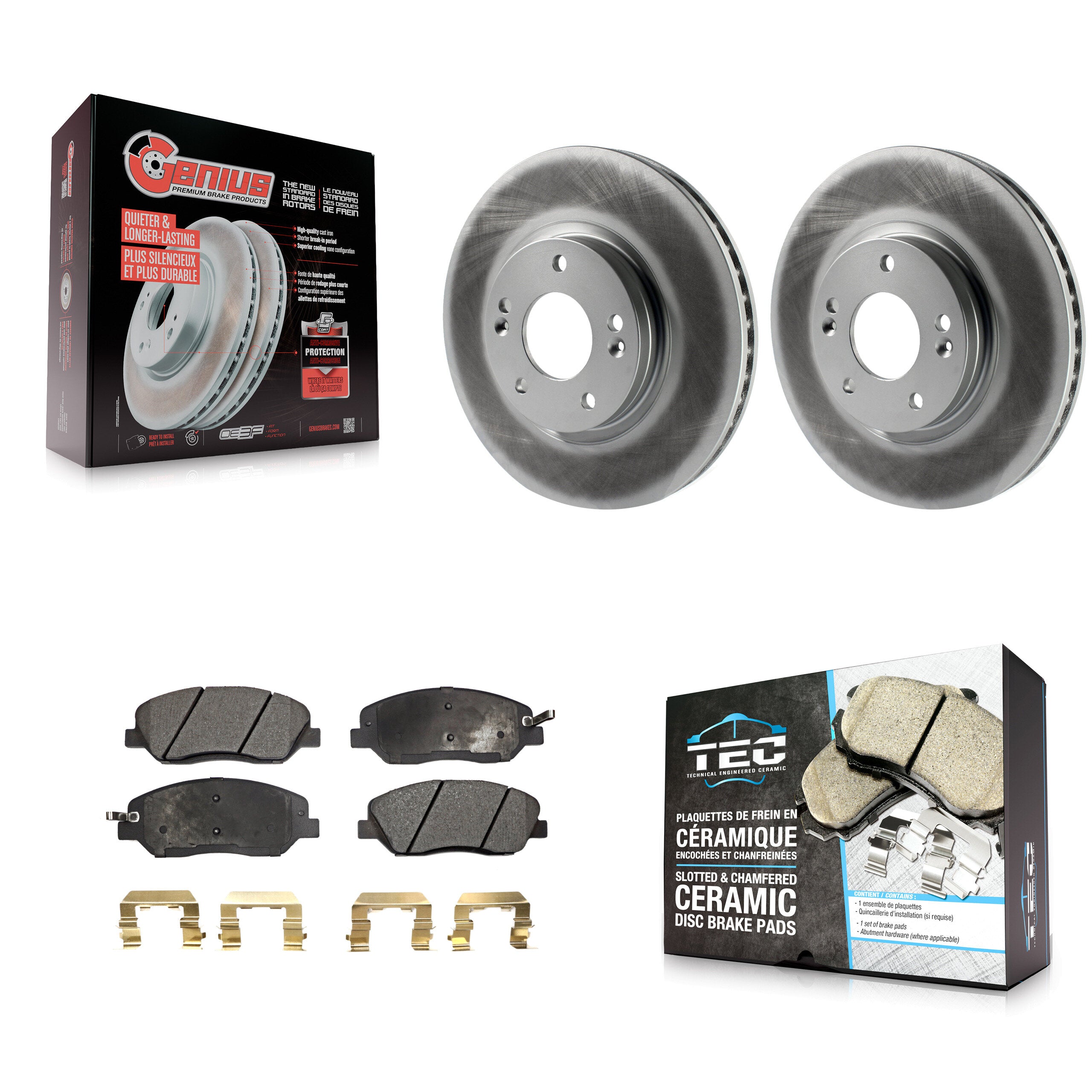 Front Coated Disc Brake Rotors And Ceramic Pads Kit For 2007-2009 Hyundai Santa Fe KGT-100413