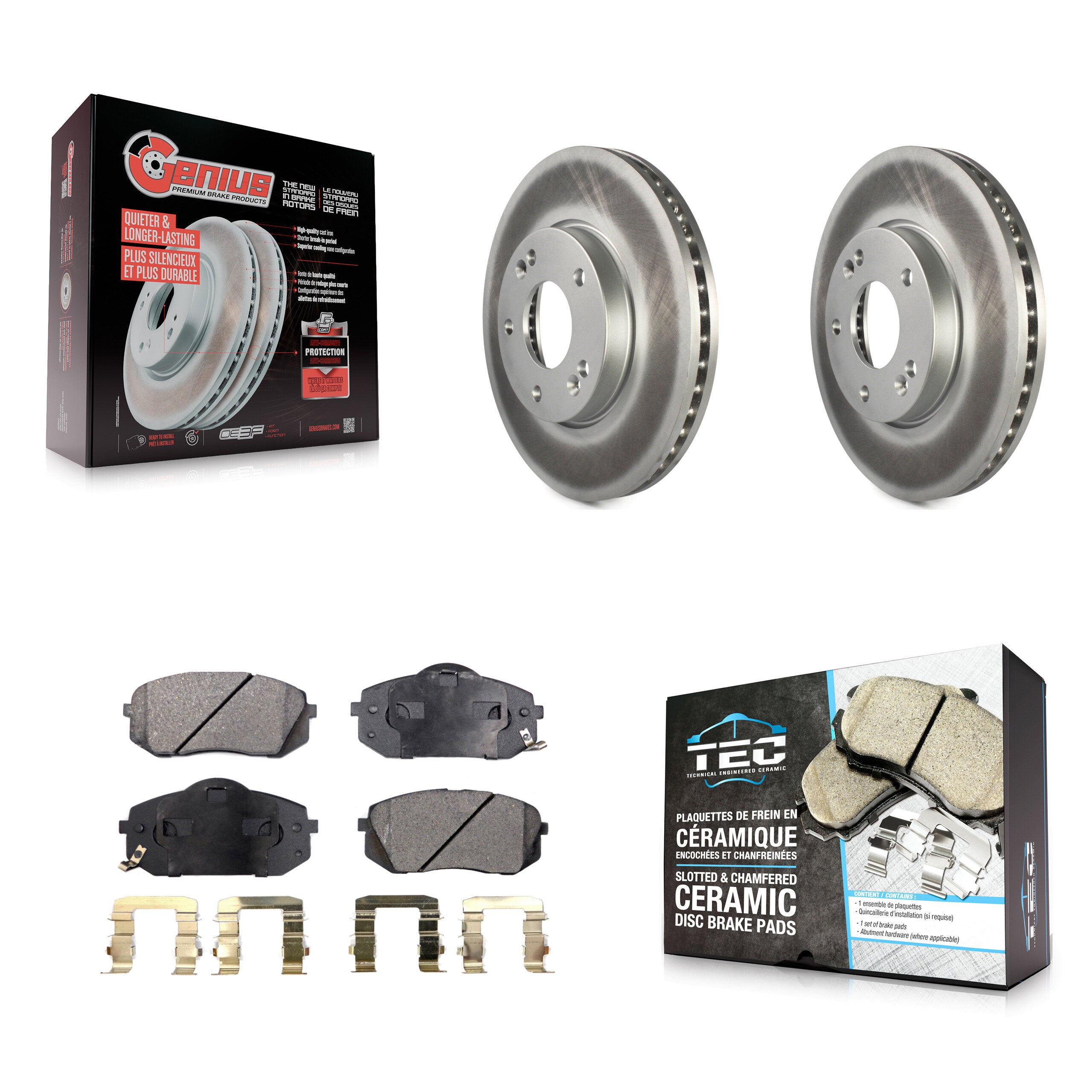 Front Coated Disc Brake Rotors And Ceramic Pads Kit For 2007-2009 Kia Rondo KGT-100414