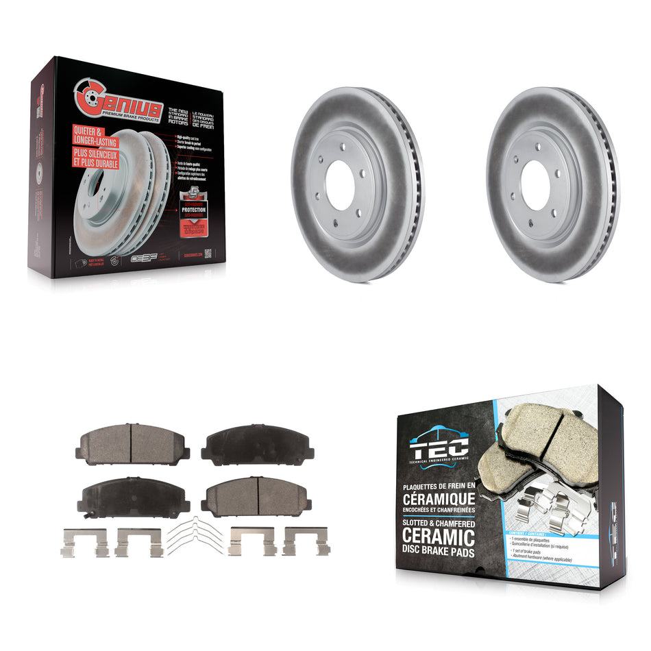 Front Coated Disc Brake Rotors Ceramic Pad Kit For Nissan TITAN INFINITI Armada QX80 QX56 KGT-100421