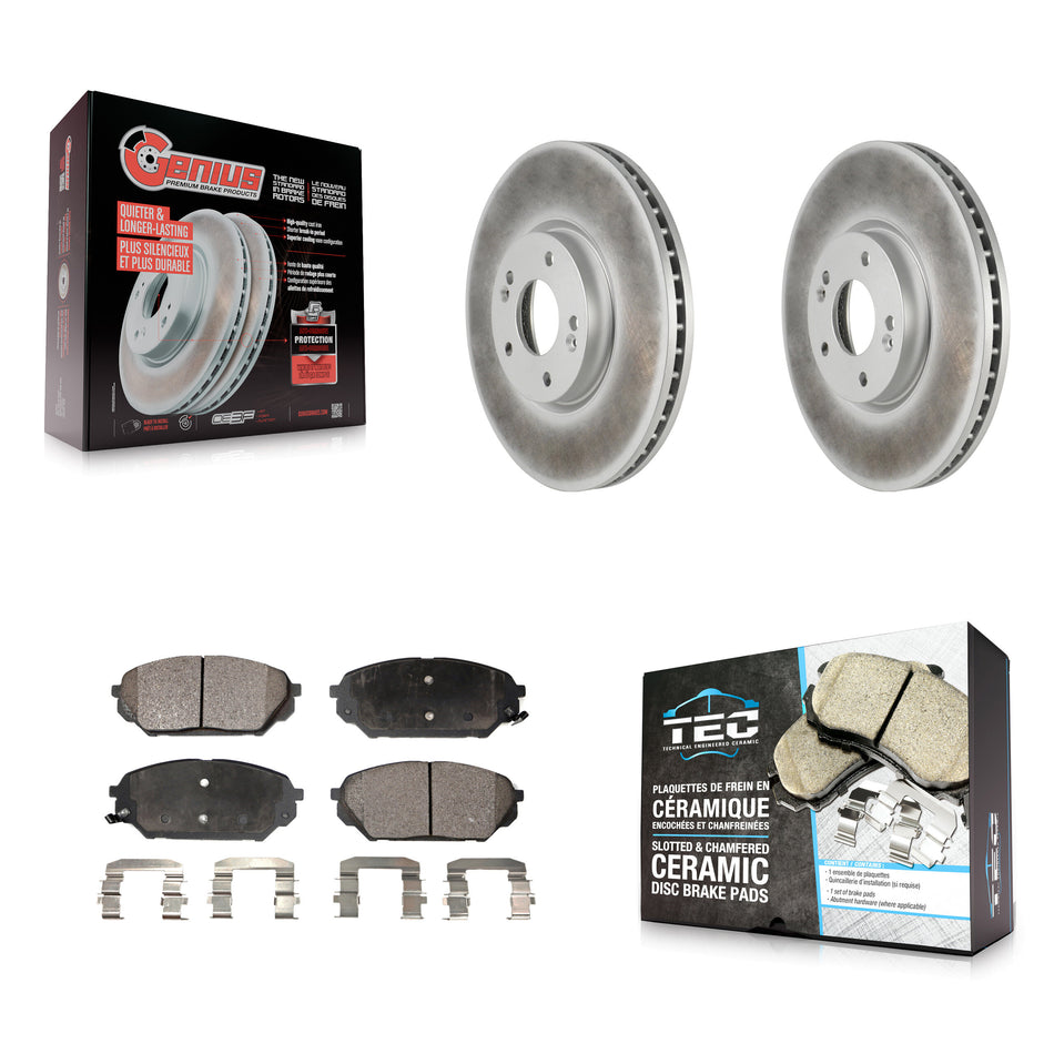 Front Coated Disc Brake Rotors And Ceramic Pads Kit For 2007-2012 Hyundai Veracruz KGT-100422
