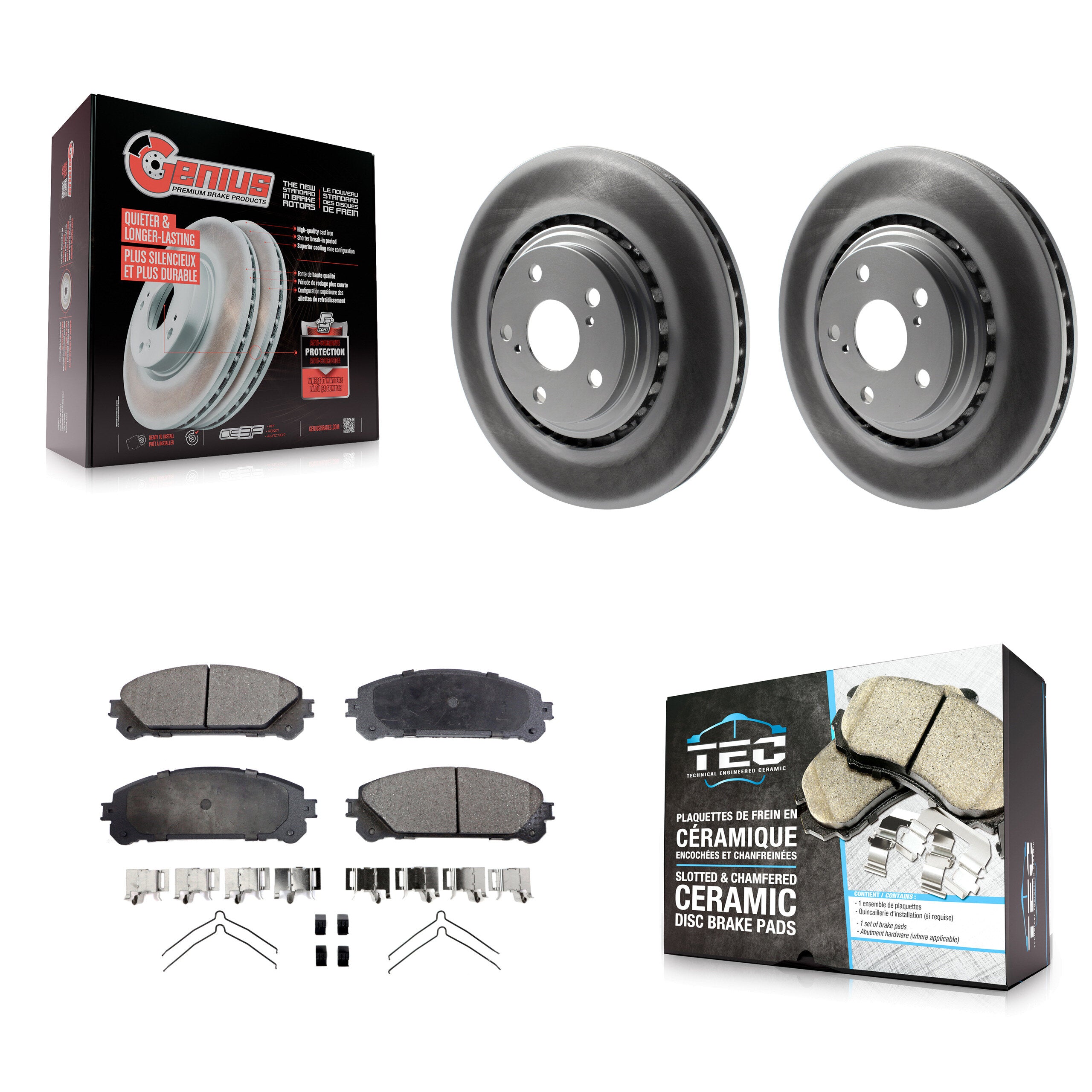 Front Coated Brake Rotor & Ceramic Pad Kit For Toyota Highlander Sienna Lexus RX350 NX300 KGT-100423