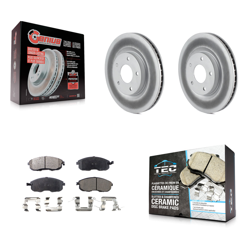 Front Coated Disc Brake Rotors And Ceramic Pads Kit For 2007-2012 Nissan Sentra SE-R KGT-100425
